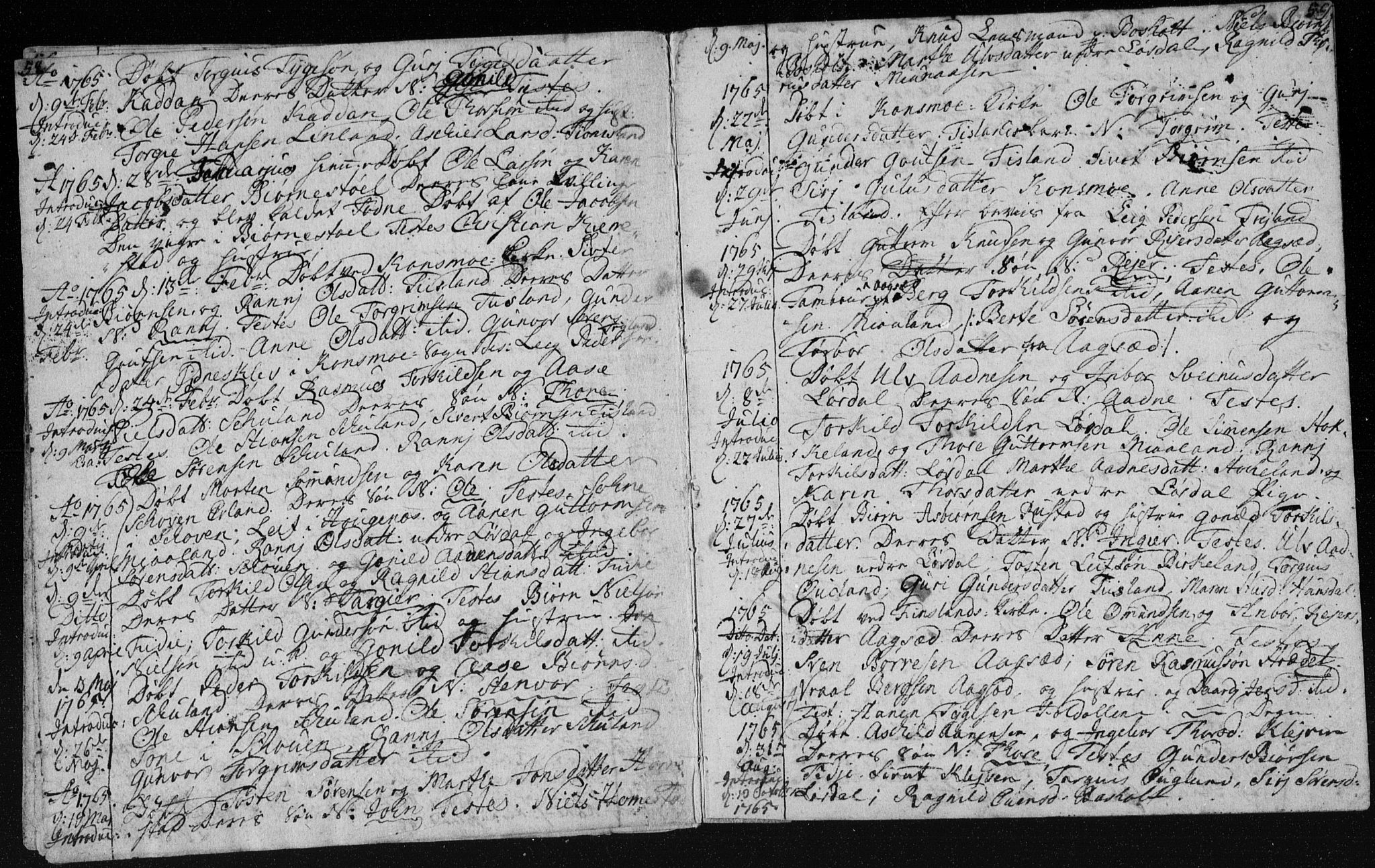 Holum sokneprestkontor, SAK/1111-0022/F/Fa/Fab/L0003: Parish register (official) no. A 3, 1752-1774, p. 58-59