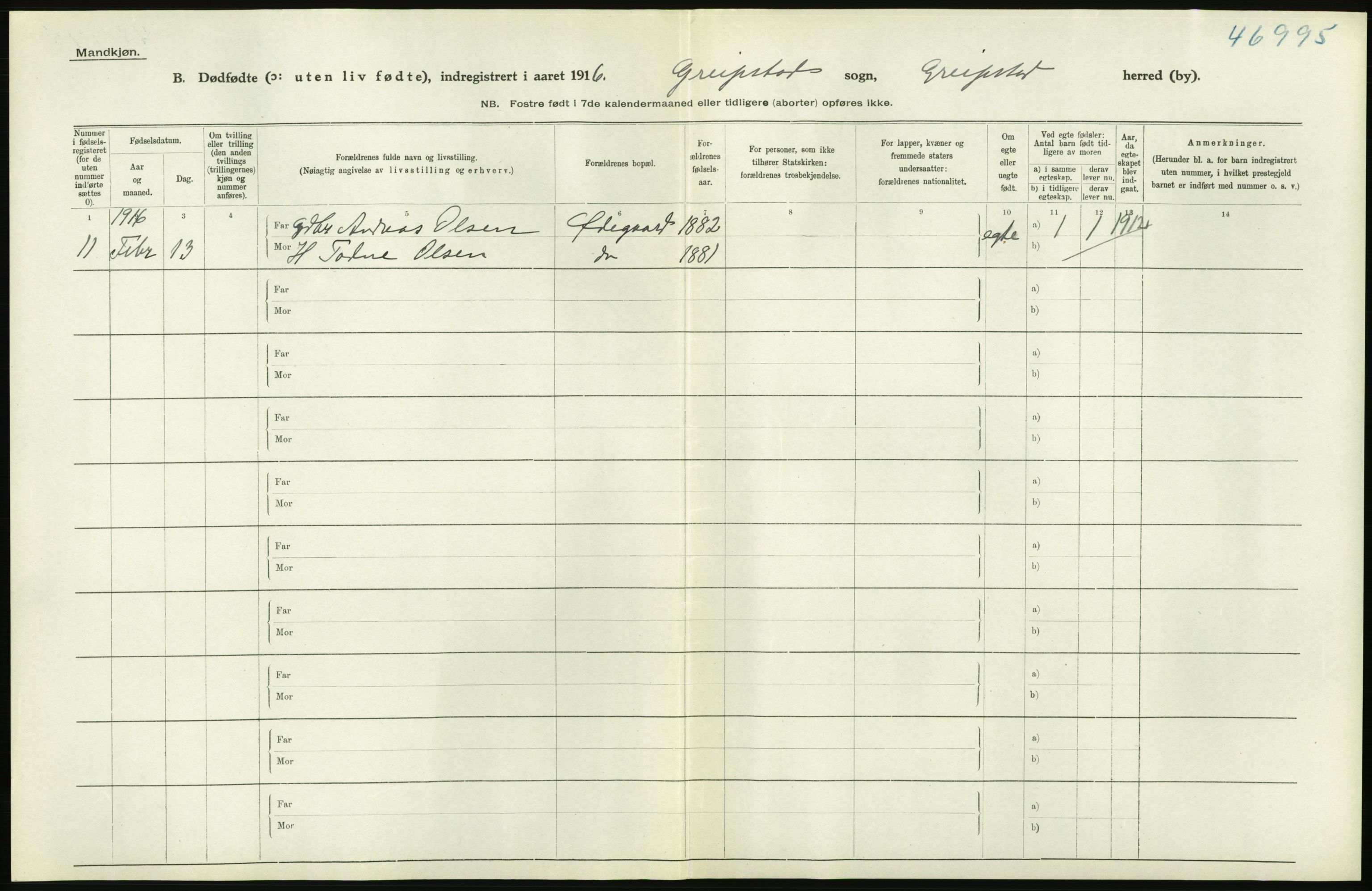 Statistisk sentralbyrå, Sosiodemografiske emner, Befolkning, AV/RA-S-2228/D/Df/Dfb/Dfbf/L0028: Lister og Mandals amt: Gifte, døde, dødfødte. Bygder og byer., 1916, p. 494