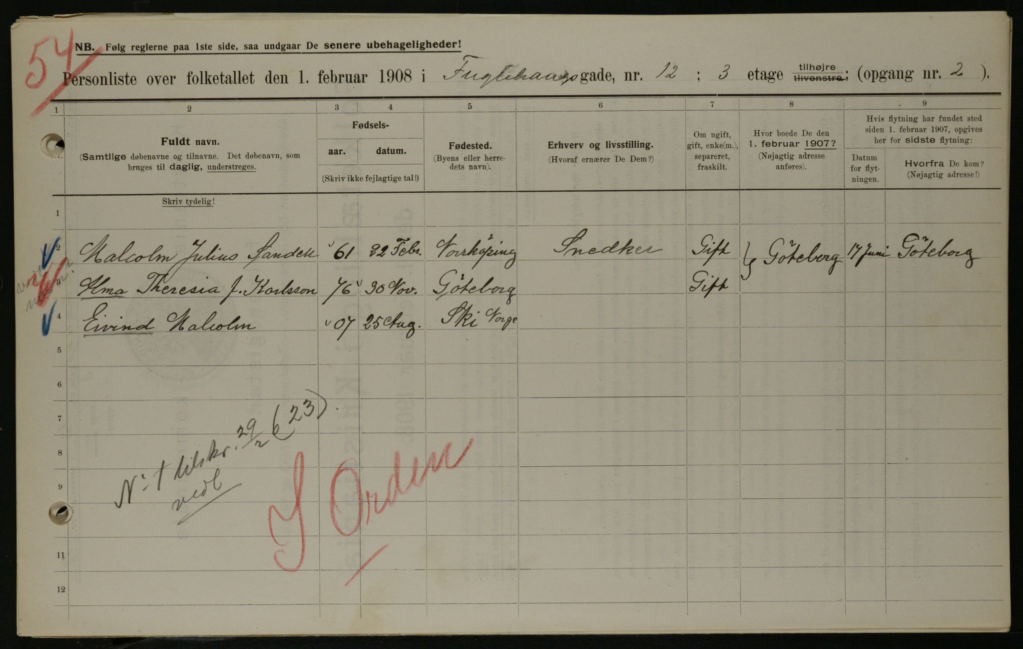 OBA, Municipal Census 1908 for Kristiania, 1908, p. 25619