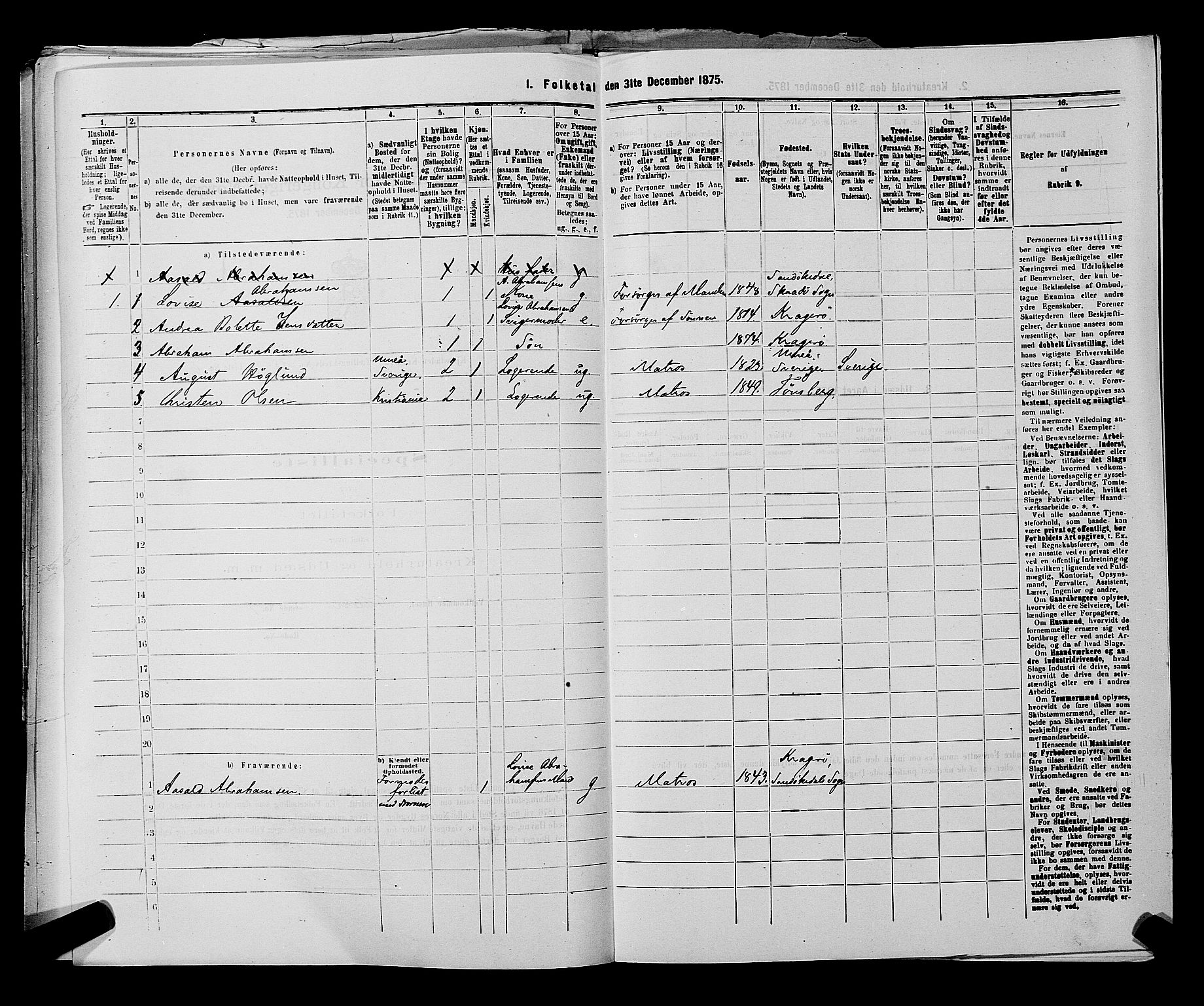 SAKO, 1875 census for 0801P Kragerø, 1875, p. 838