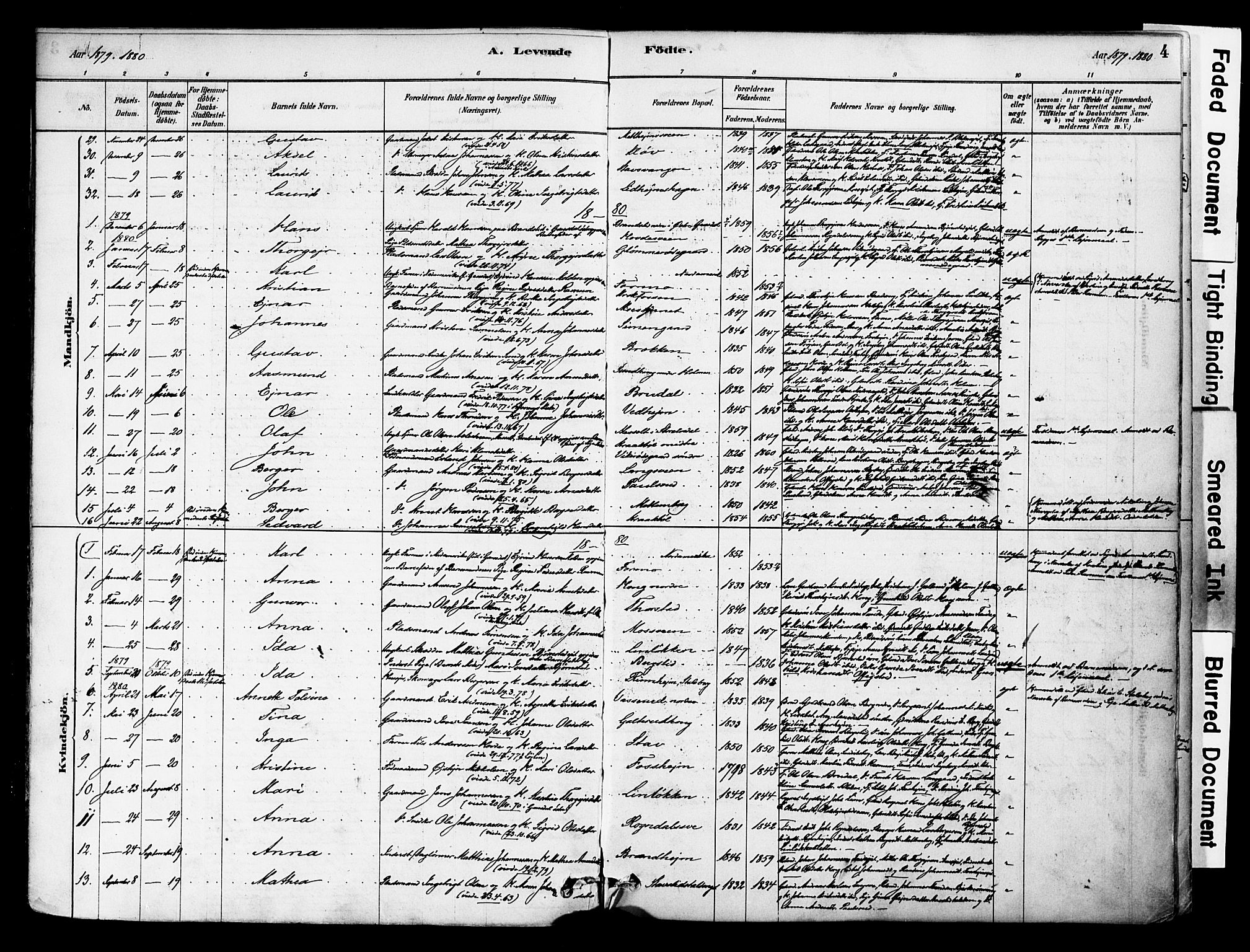 Øyer prestekontor, AV/SAH-PREST-084/H/Ha/Haa/L0009: Parish register (official) no. 9, 1878-1893, p. 4