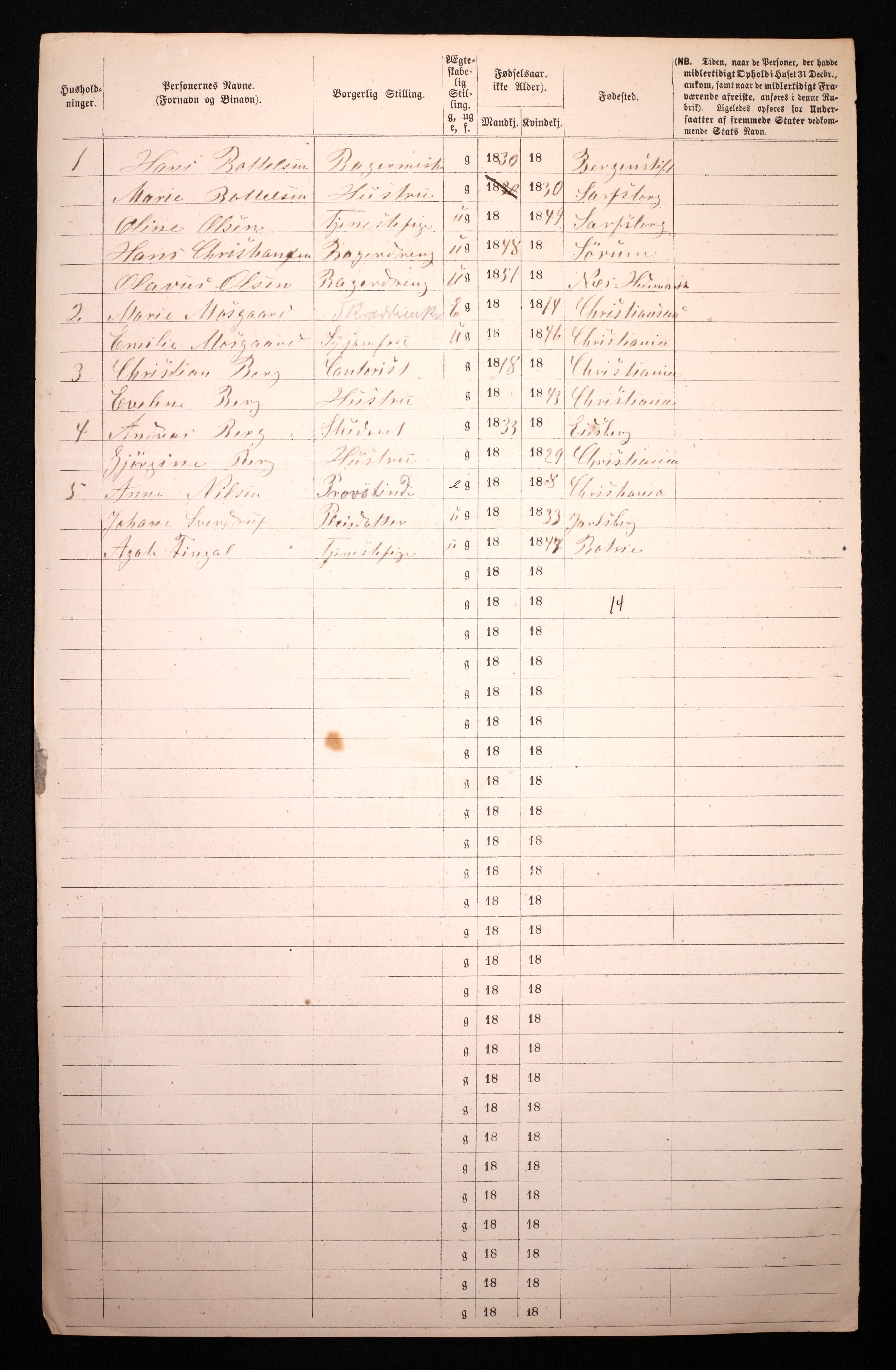 RA, 1870 census for 0301 Kristiania, 1870, p. 3657