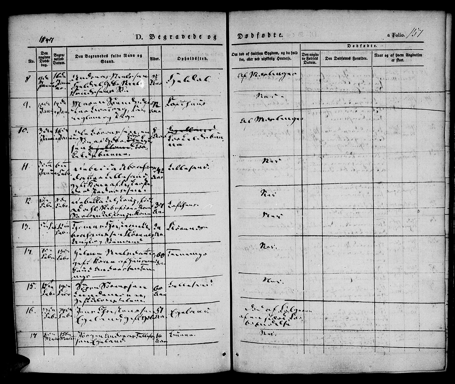 Vestre Moland sokneprestkontor, AV/SAK-1111-0046/F/Fa/Fab/L0005: Parish register (official) no. A 5, 1841-1849, p. 157