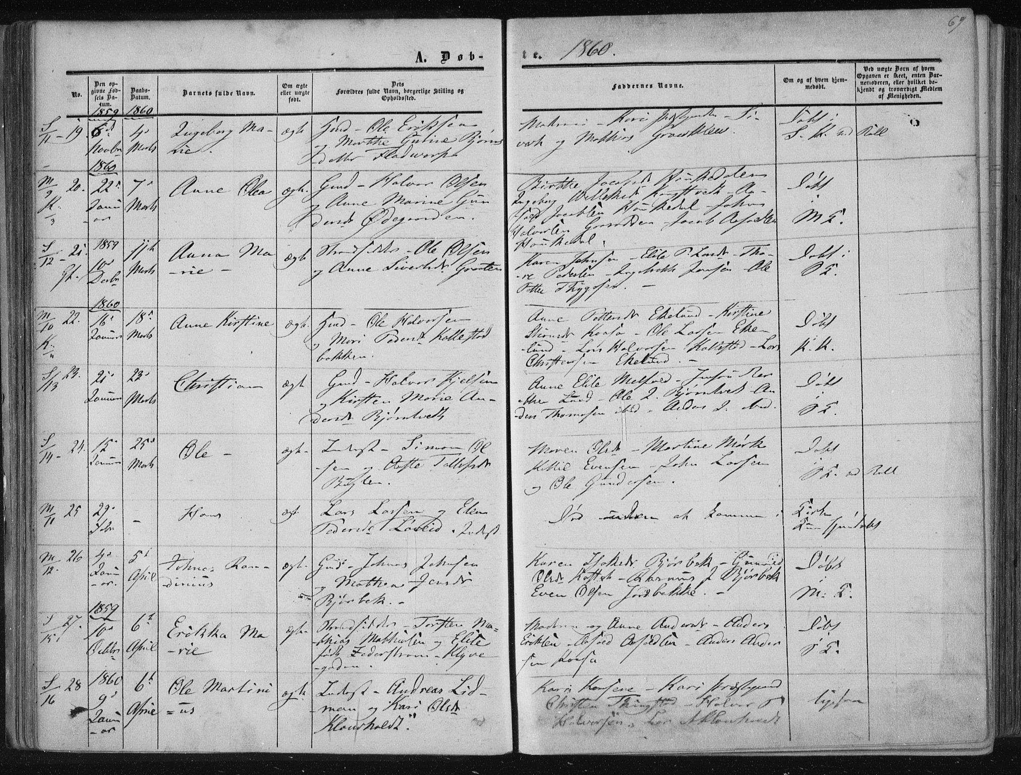 Solum kirkebøker, AV/SAKO-A-306/F/Fa/L0007: Parish register (official) no. I 7, 1856-1864, p. 69