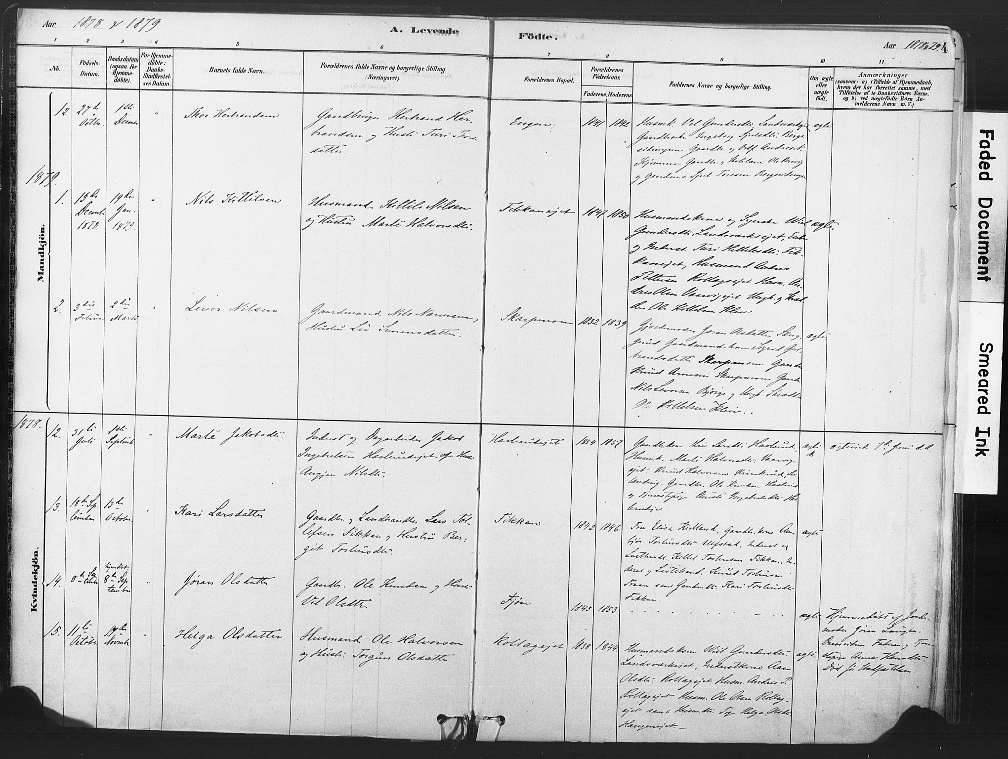 Rollag kirkebøker, AV/SAKO-A-240/F/Fa/L0011: Parish register (official) no. I 11, 1878-1902, p. 4