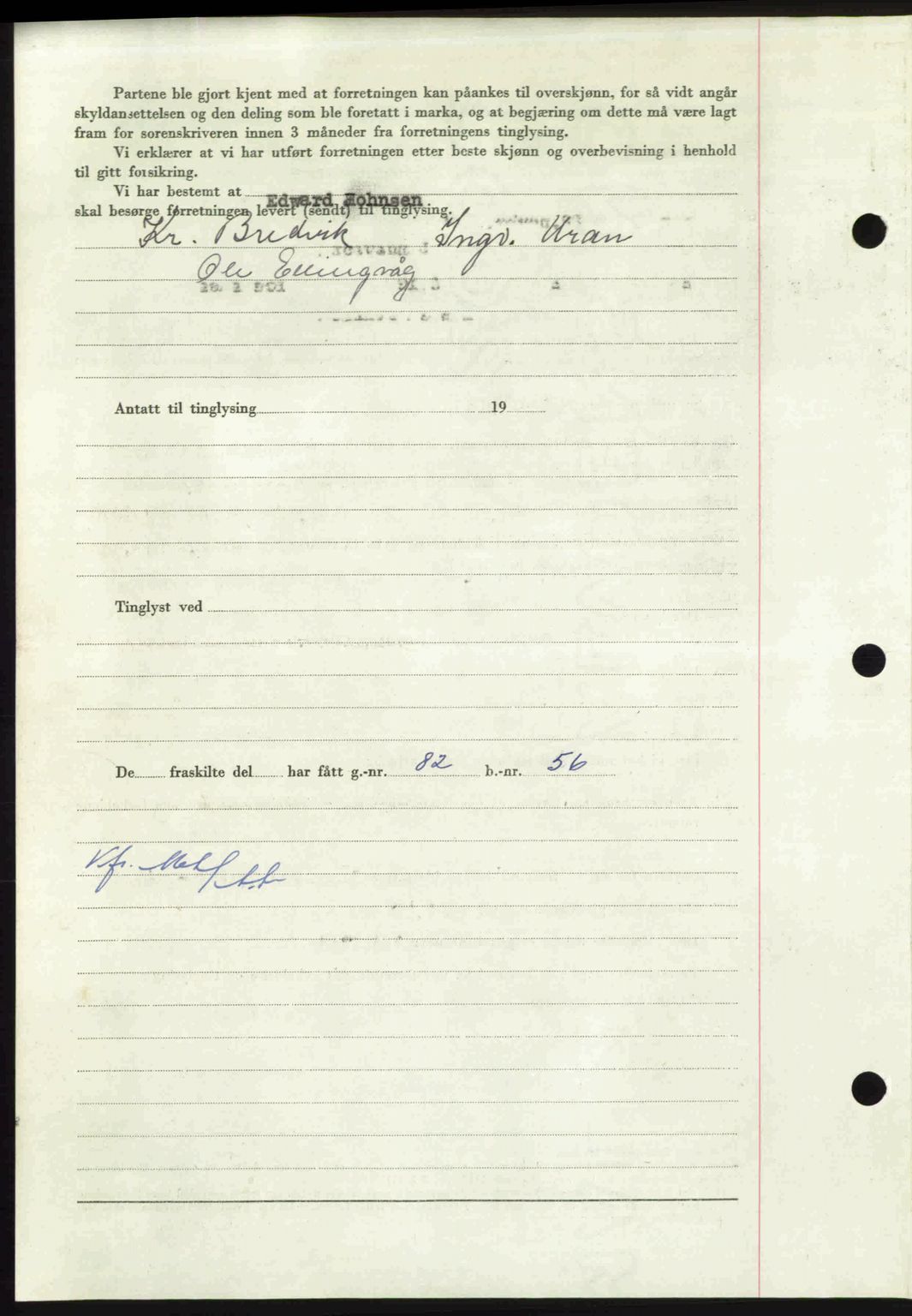 Nordmøre sorenskriveri, AV/SAT-A-4132/1/2/2Ca: Mortgage book no. A113, 1949-1950, Diary no: : 3489/1949