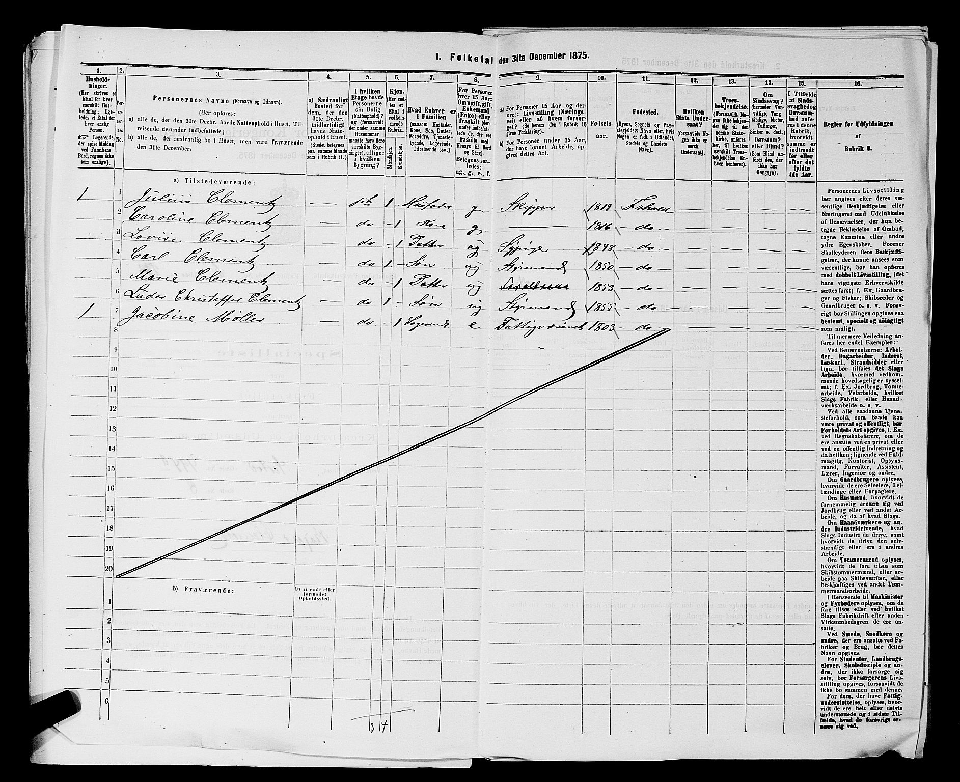 RA, 1875 census for 0101P Fredrikshald, 1875, p. 784