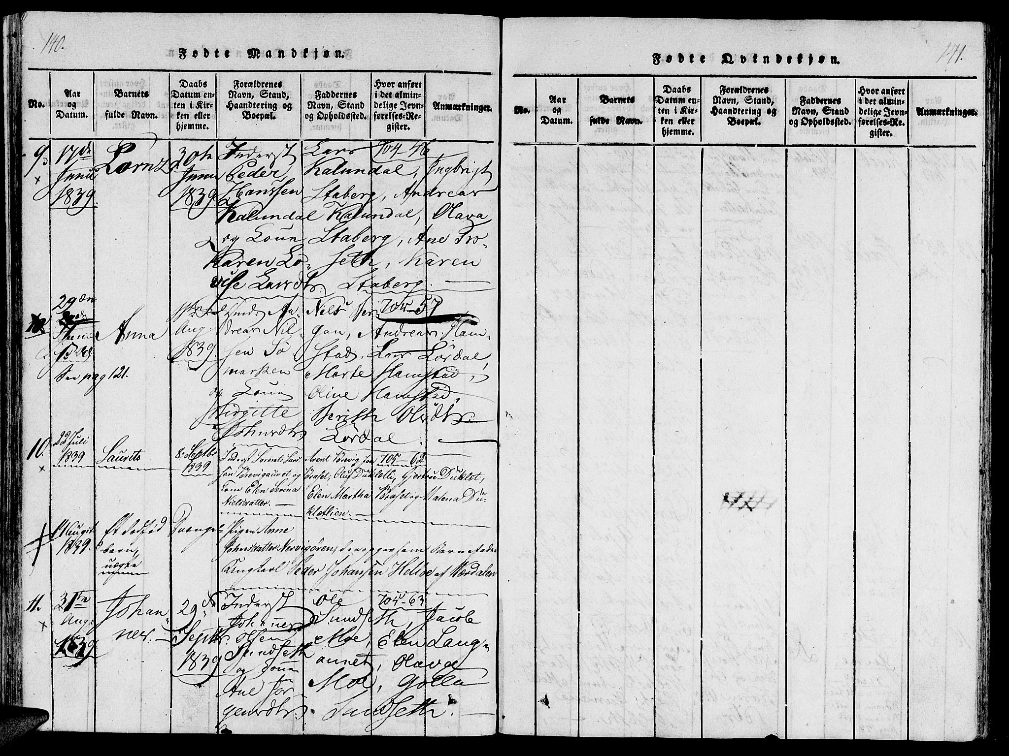 Ministerialprotokoller, klokkerbøker og fødselsregistre - Nord-Trøndelag, AV/SAT-A-1458/733/L0322: Parish register (official) no. 733A01, 1817-1842, p. 140-141