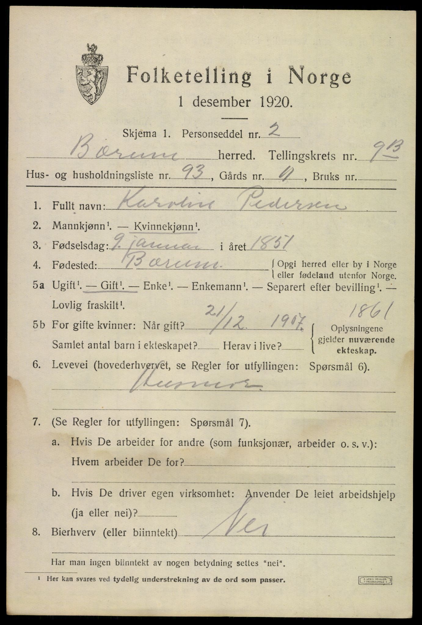 SAO, 1920 census for Bærum, 1920, p. 21878