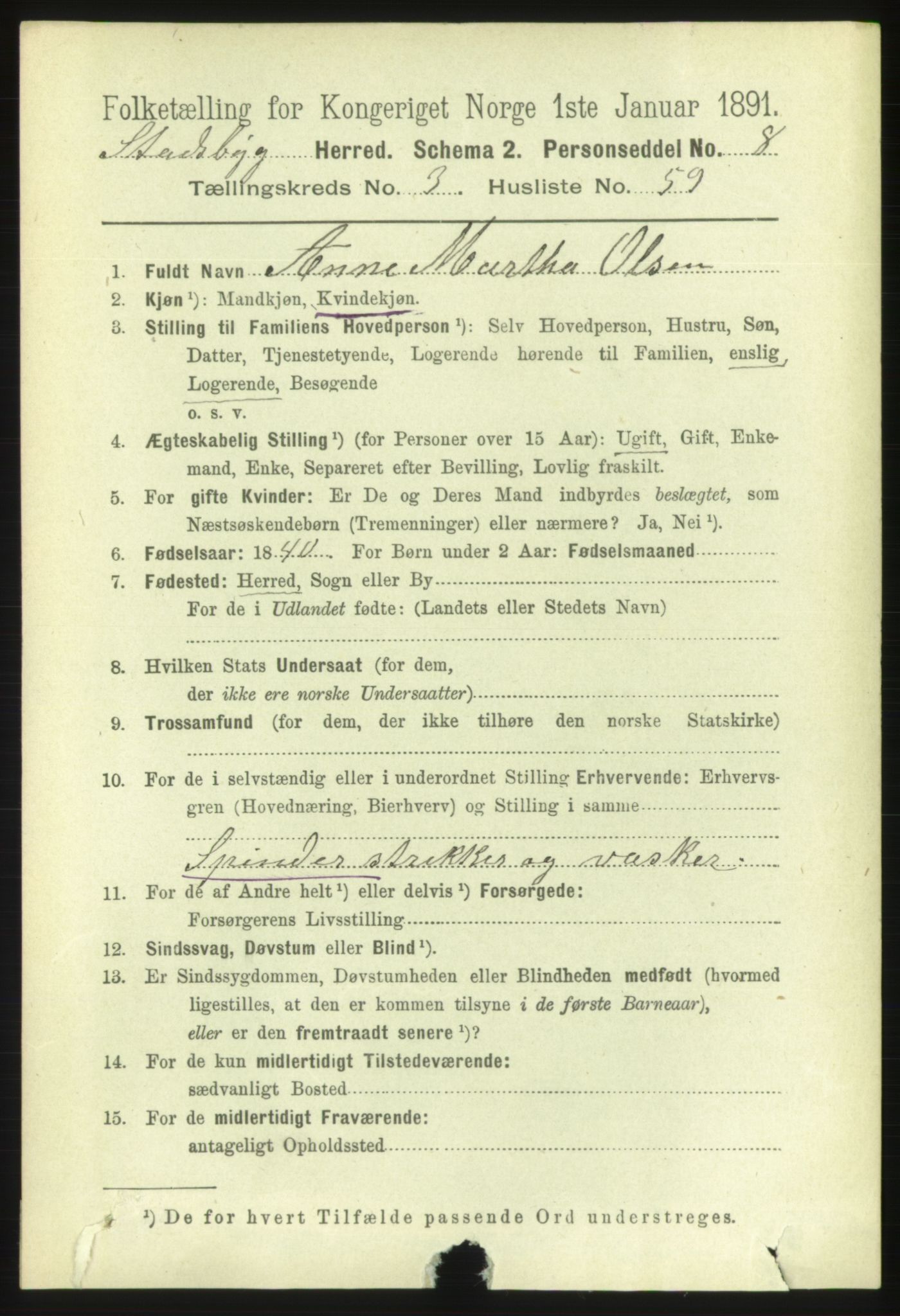 RA, 1891 census for 1625 Stadsbygd, 1891, p. 1746