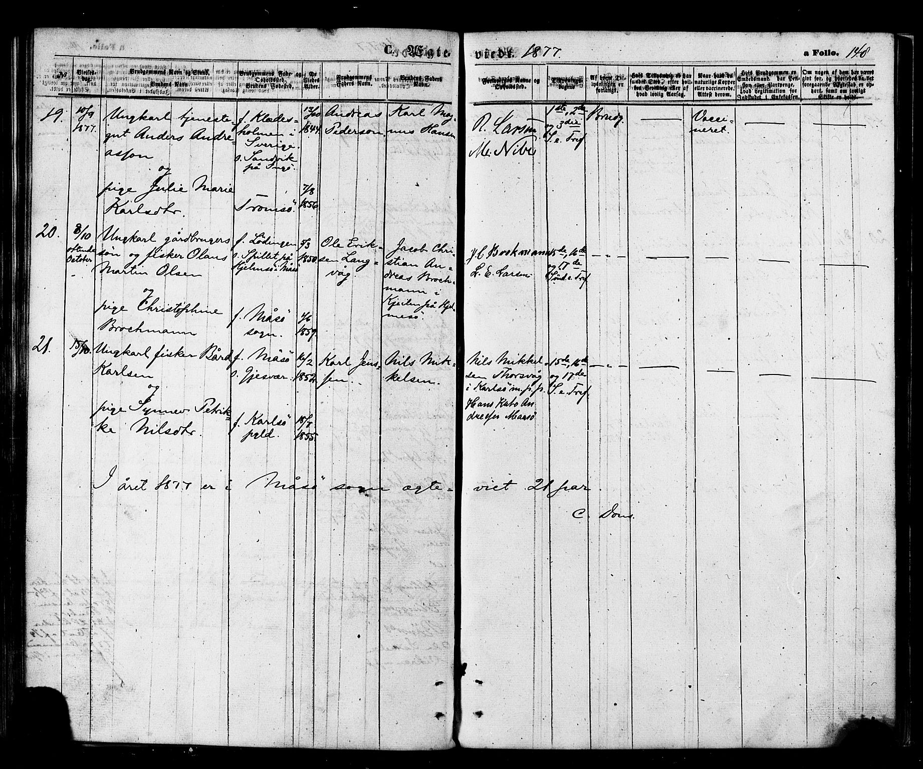 Måsøy sokneprestkontor, SATØ/S-1348/H/Ha/L0003kirke: Parish register (official) no. 3, 1866-1877, p. 148