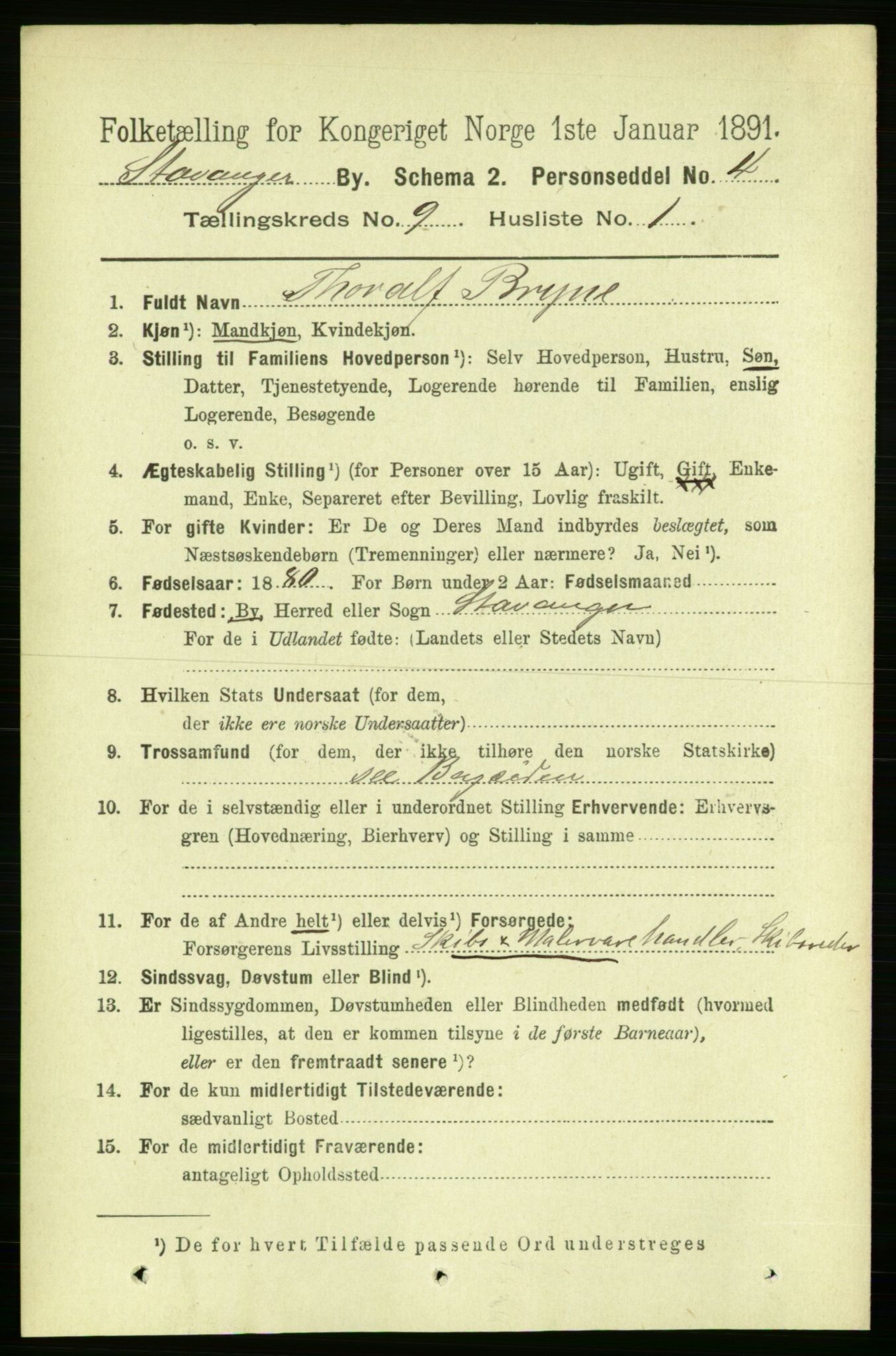 RA, 1891 census for 1103 Stavanger, 1891, p. 12708