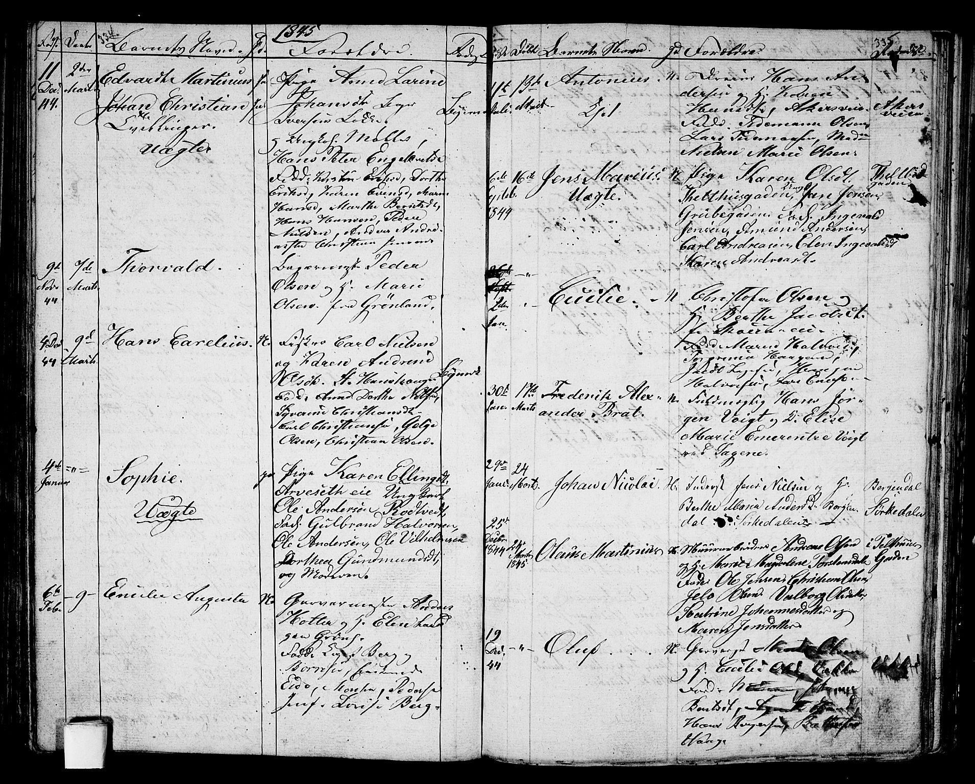 Aker prestekontor kirkebøker, AV/SAO-A-10861/G/L0007: Parish register (copy) no. 7, 1838-1846, p. 334-335