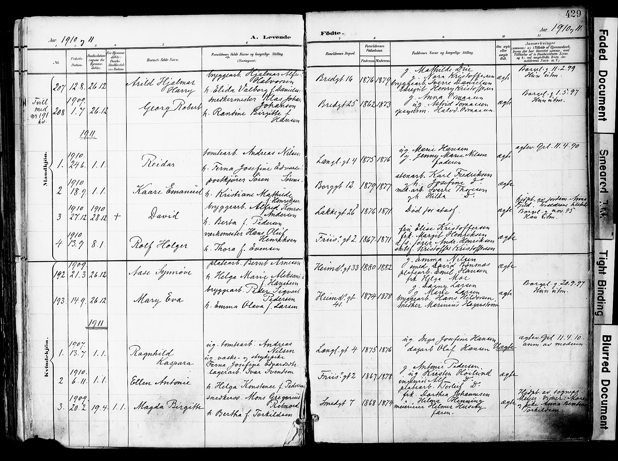 Grønland prestekontor Kirkebøker, SAO/A-10848/F/Fa/L0014: Parish register (official) no. 14, 1900-1911, p. 429