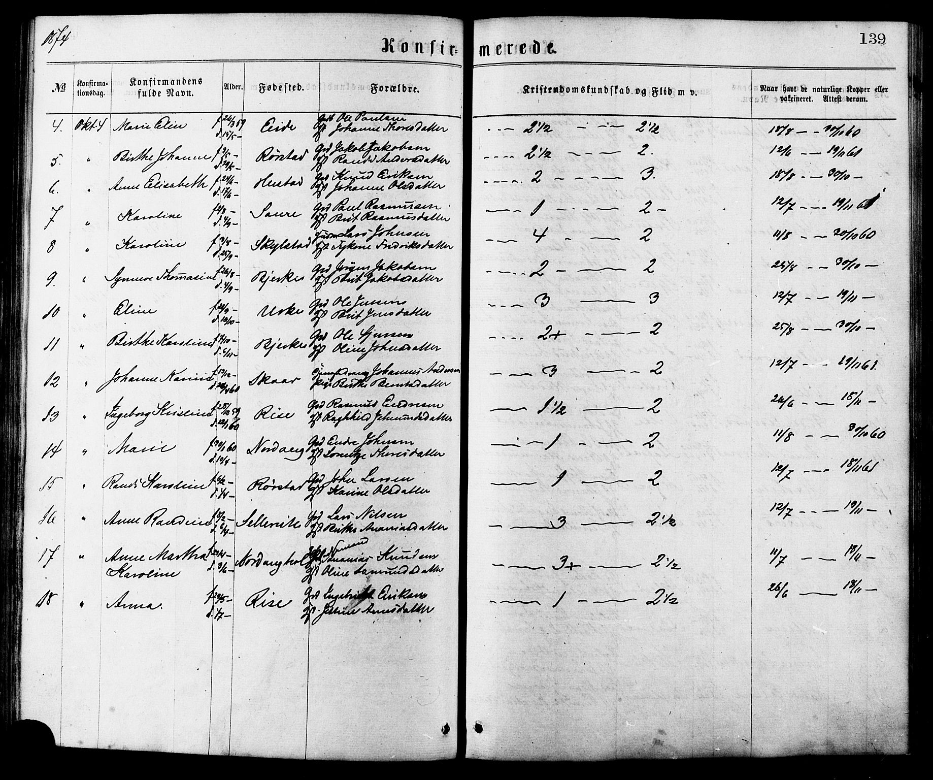 Ministerialprotokoller, klokkerbøker og fødselsregistre - Møre og Romsdal, SAT/A-1454/515/L0210: Parish register (official) no. 515A06, 1868-1885, p. 139