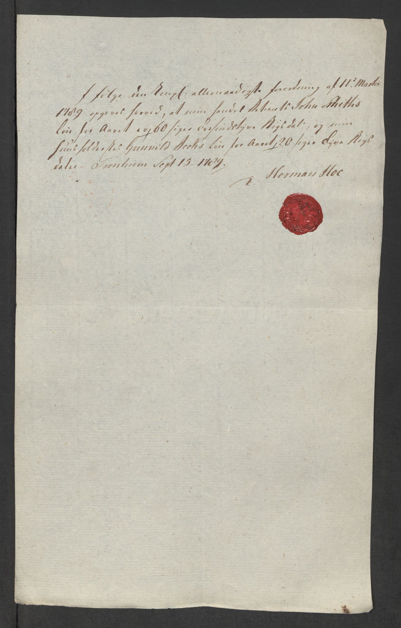 Rentekammeret inntil 1814, Reviderte regnskaper, Mindre regnskaper, AV/RA-EA-4068/Rf/Rfe/L0052:  Trondheim, 1789, p. 8