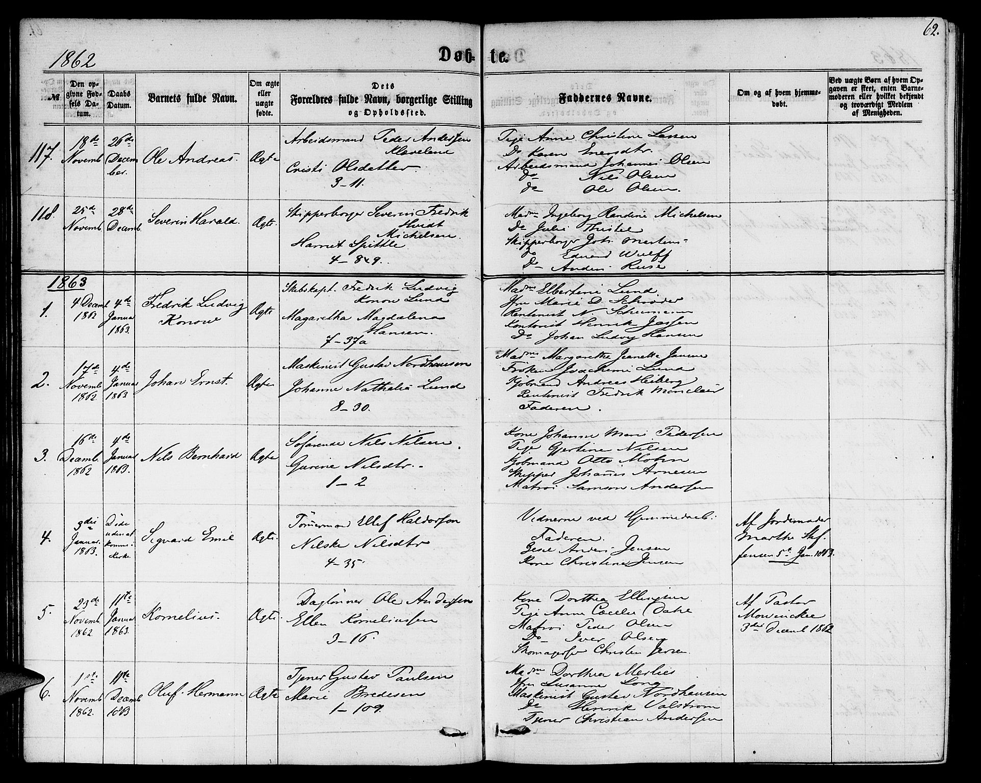 Nykirken Sokneprestembete, SAB/A-77101/H/Hab: Parish register (copy) no. B 2, 1859-1868, p. 62