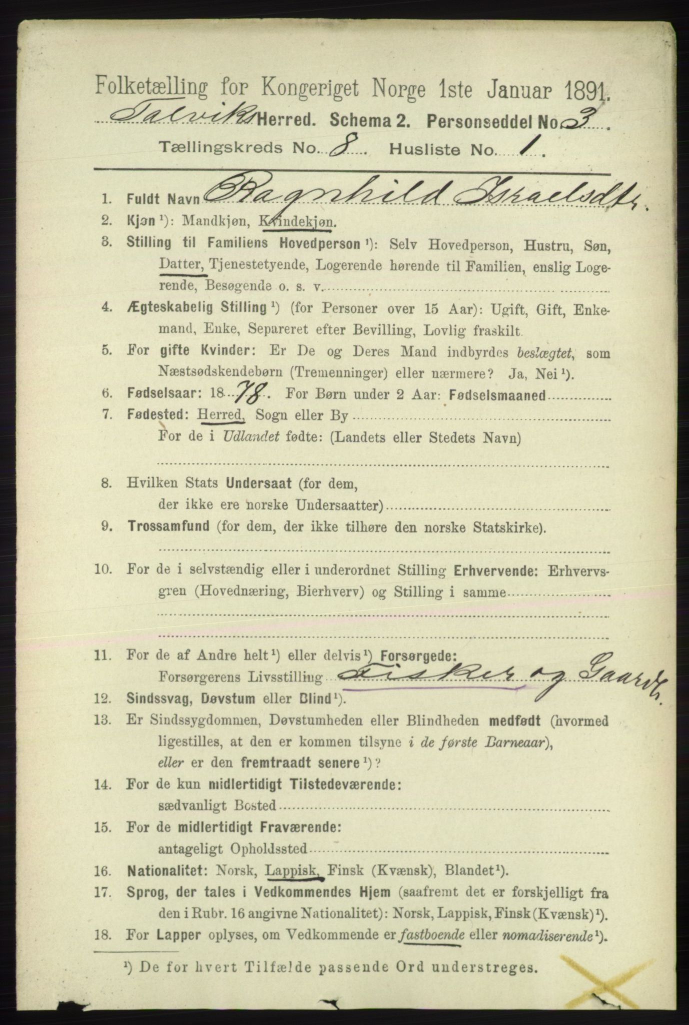 RA, 1891 census for 2013 Talvik, 1891, p. 2057