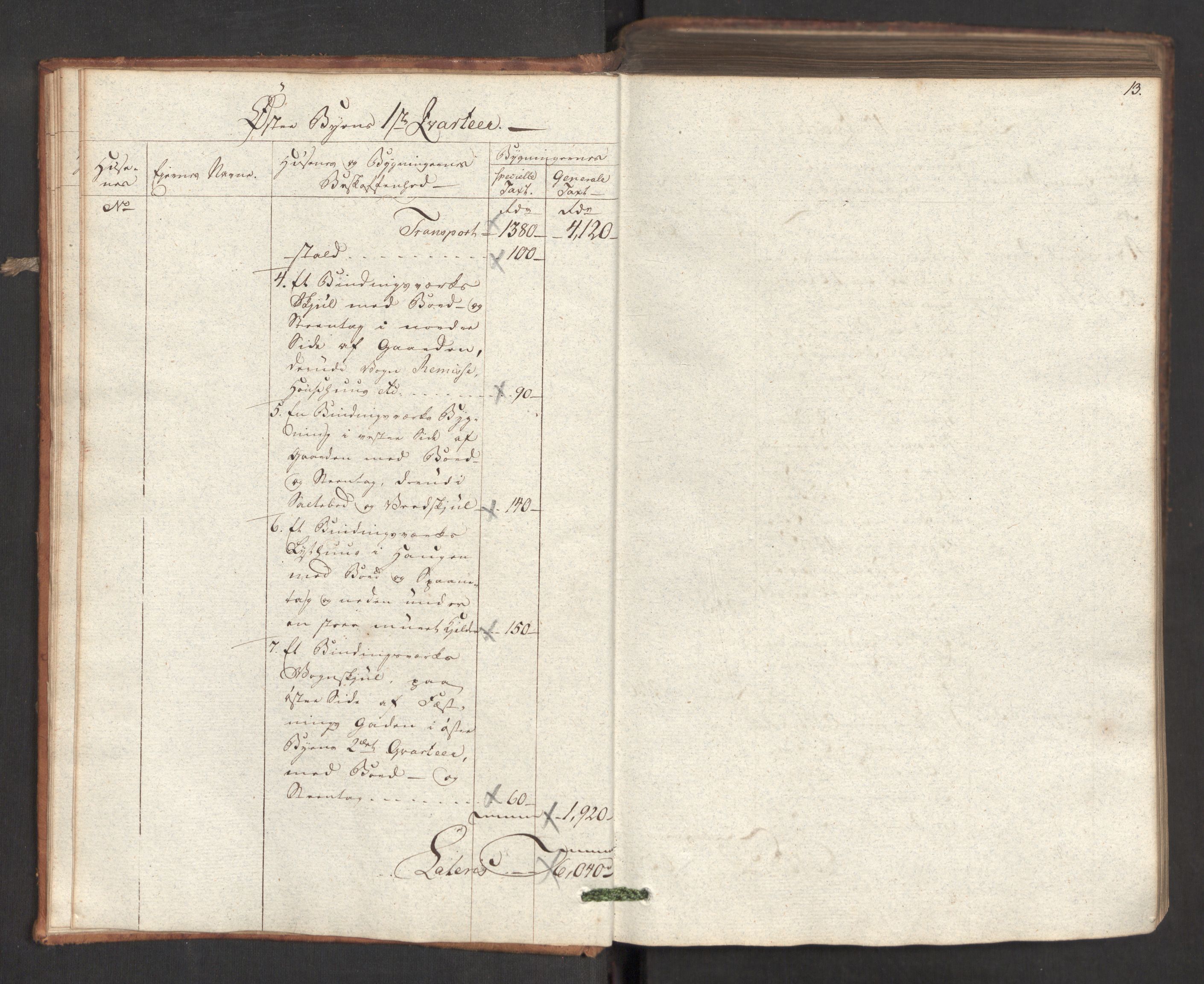 Kommersekollegiet, Brannforsikringskontoret 1767-1814, AV/RA-EA-5458/F/Fa/L0019/0001: Kristiansand / Branntakstprotokoll, 1797, p. 13