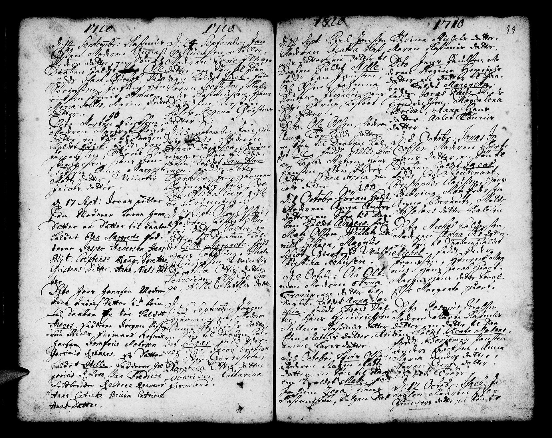 Nykirken Sokneprestembete, AV/SAB-A-77101/H/Haa/L0002: Parish register (official) no. A 2, 1700-1723, p. 99