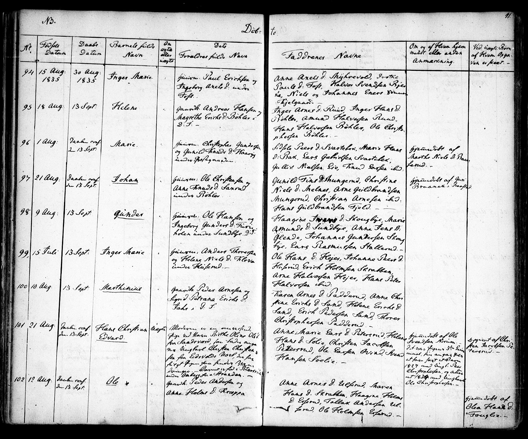 Enebakk prestekontor Kirkebøker, SAO/A-10171c/F/Fa/L0009: Parish register (official) no. I 9, 1832-1861, p. 41