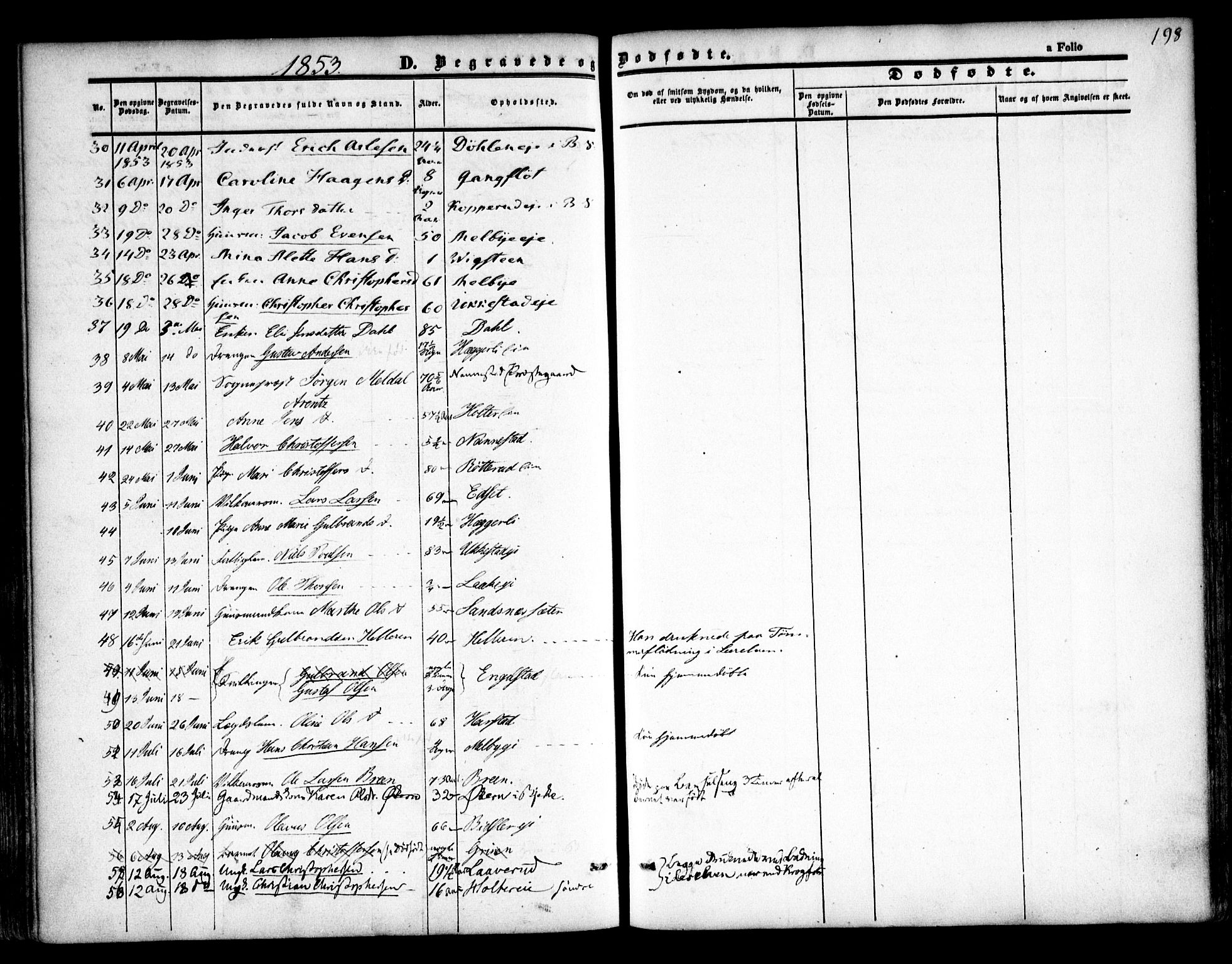 Nannestad prestekontor Kirkebøker, AV/SAO-A-10414a/F/Fa/L0011: Parish register (official) no. I 11, 1850-1859, p. 198