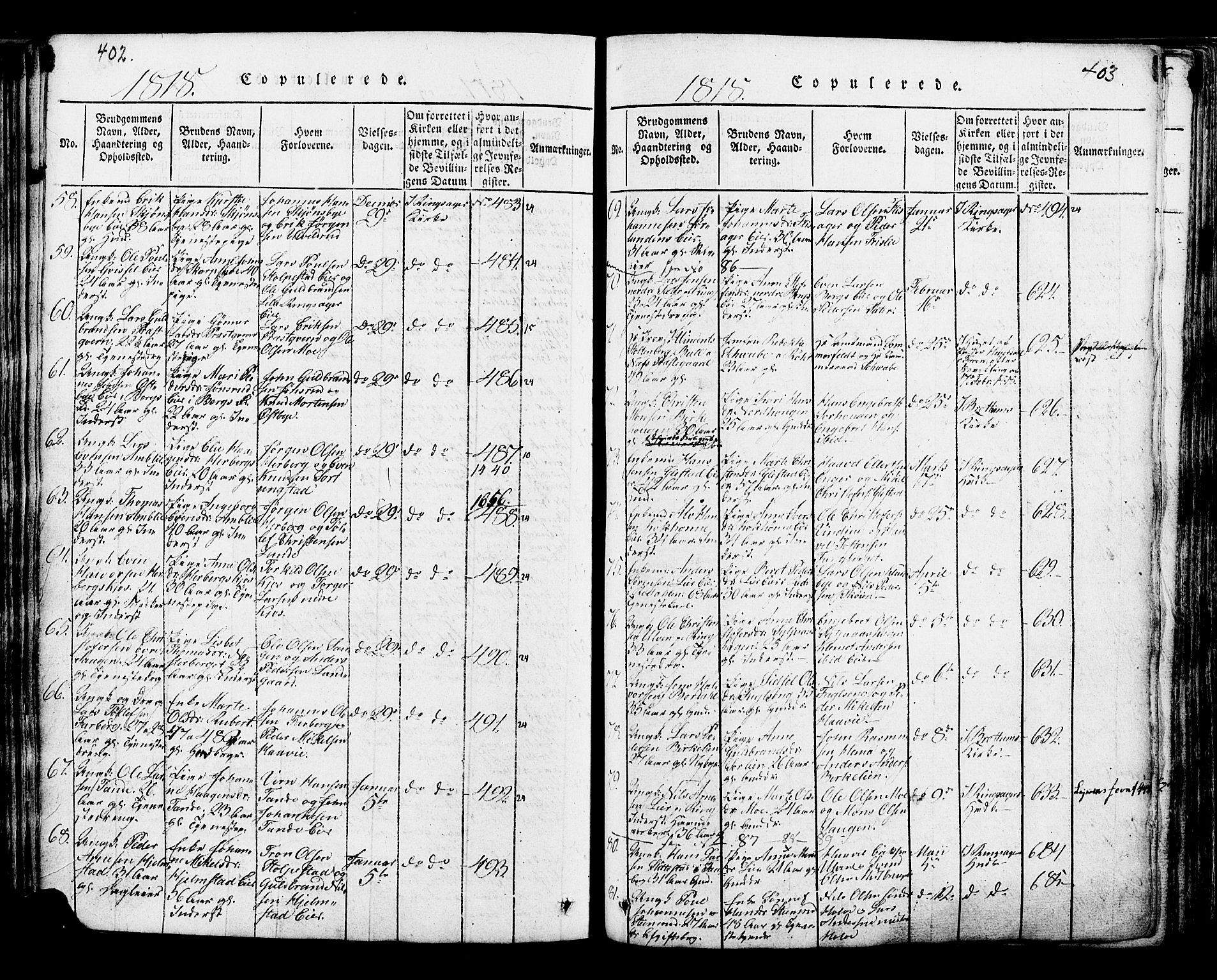Ringsaker prestekontor, SAH/PREST-014/K/Ka/L0005: Parish register (official) no. 5, 1814-1826, p. 402-403