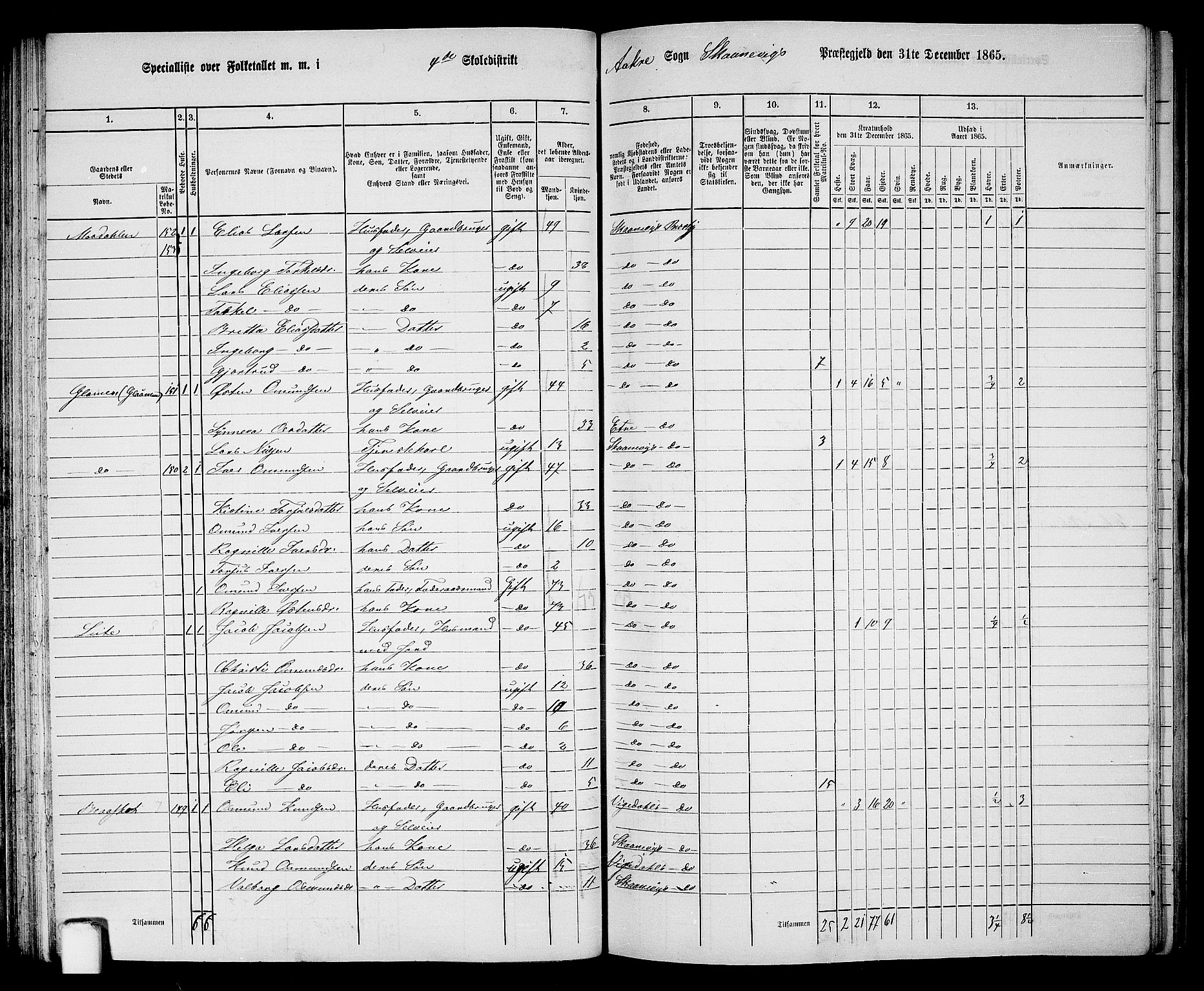 RA, 1865 census for Skånevik, 1865, p. 69