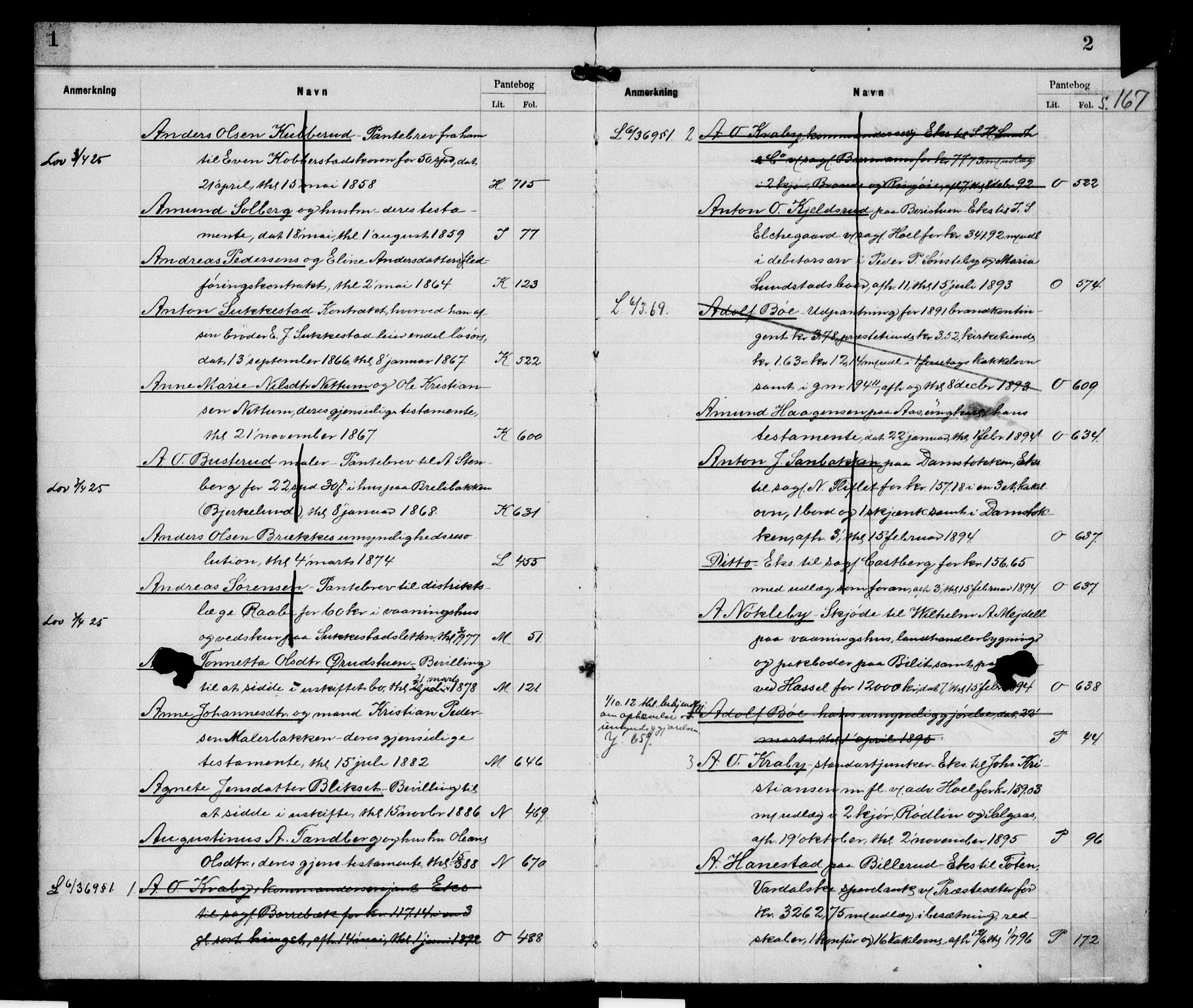 Toten tingrett, AV/SAH-TING-006/H/Ha/Haa/L0063: Mortgage register no. 63, 1856-1938, p. 1-2