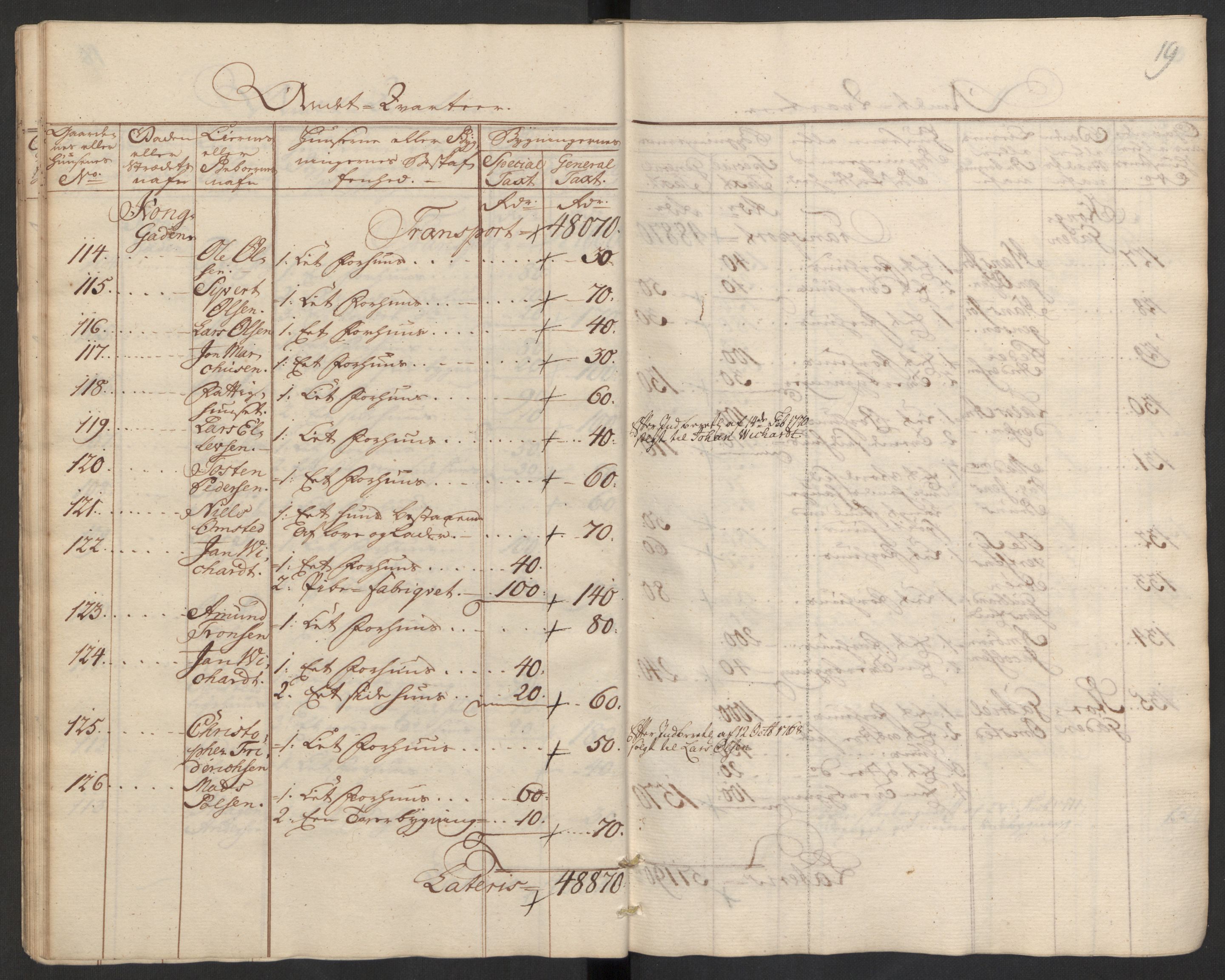 Kommersekollegiet, Brannforsikringskontoret 1767-1814, RA/EA-5458/F/Fa/L0008/0002: Bragernes / Branntakstprotokoll, 1767, p. 19