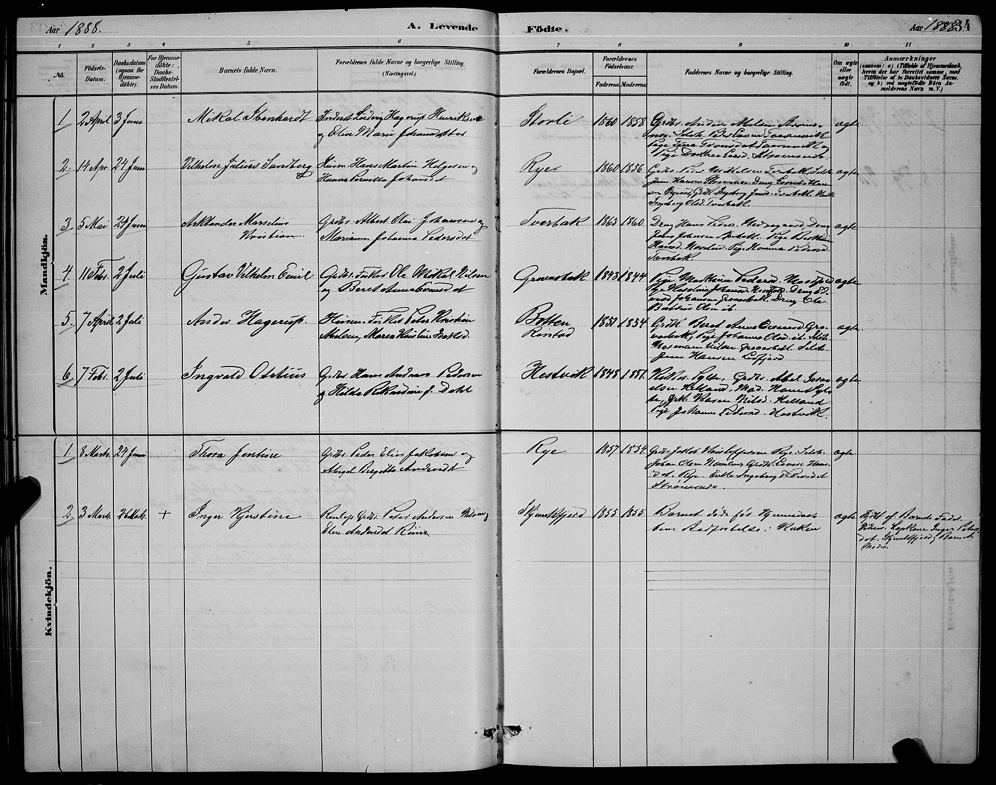 Ministerialprotokoller, klokkerbøker og fødselsregistre - Nordland, AV/SAT-A-1459/853/L0772: Parish register (official) no. 853A11, 1881-1900, p. 34