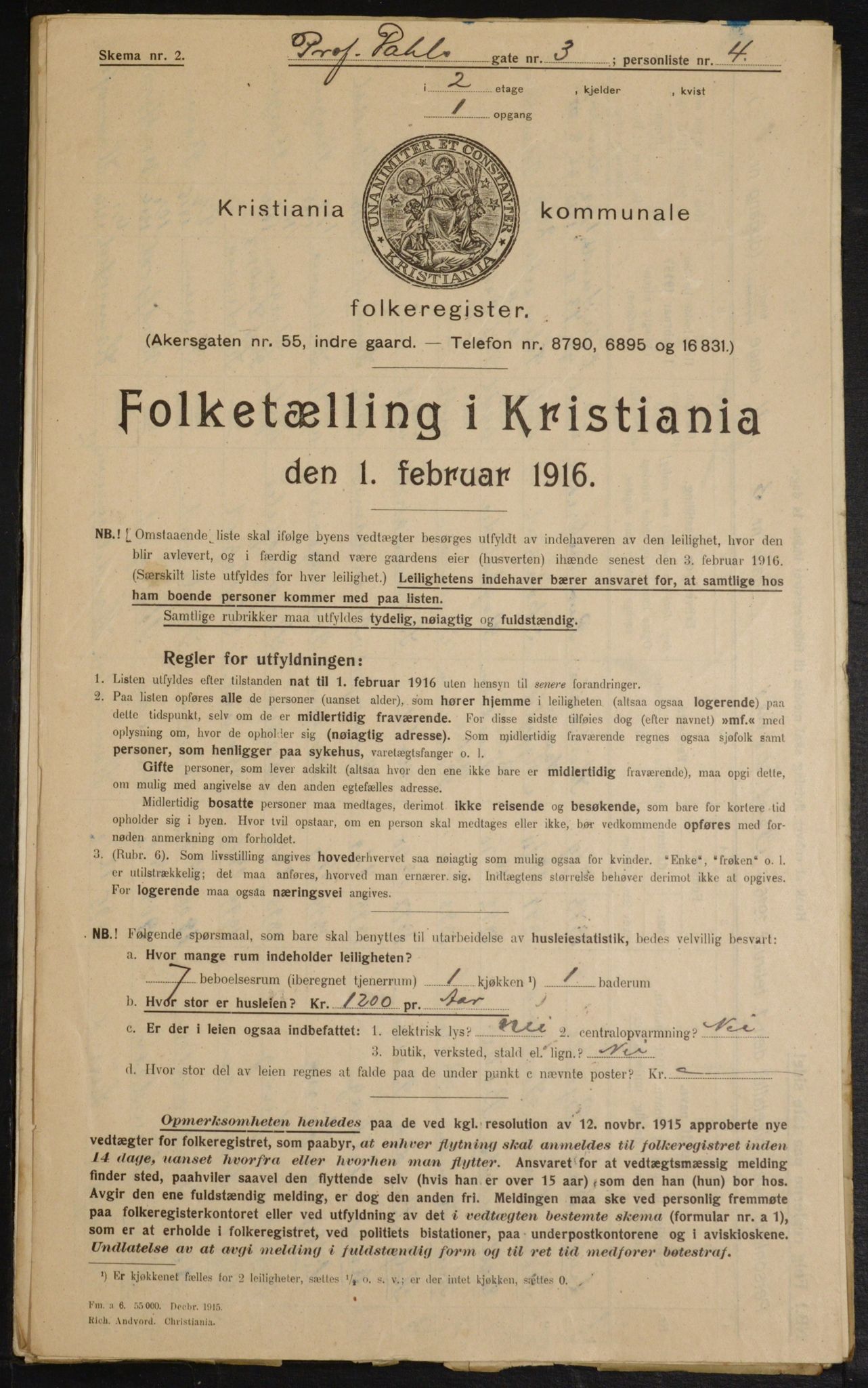 OBA, Municipal Census 1916 for Kristiania, 1916, p. 83626