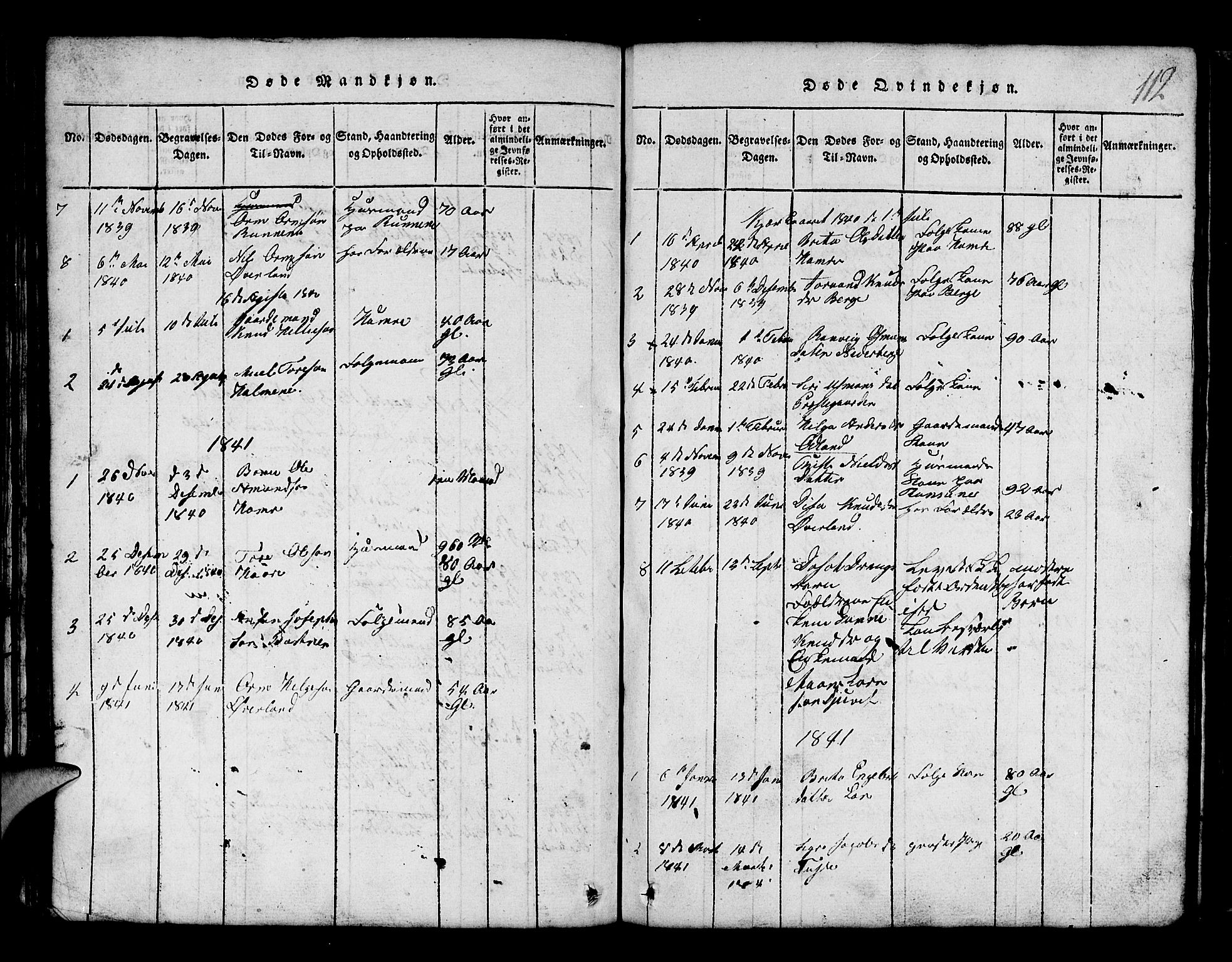 Røldal sokneprestembete, SAB/A-100247: Parish register (copy) no. A 1, 1817-1860, p. 112