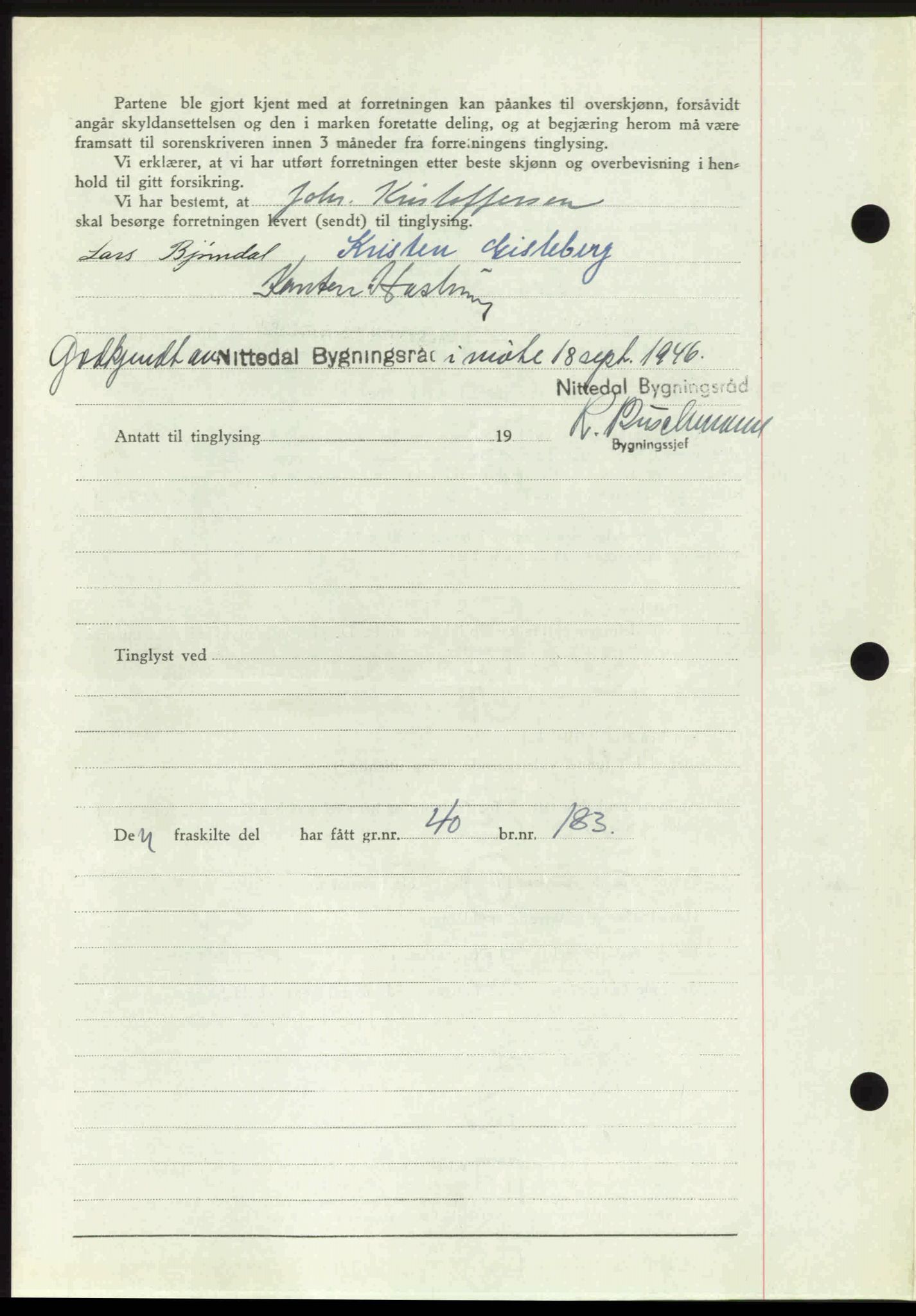 Nedre Romerike sorenskriveri, AV/SAO-A-10469/G/Gb/Gbd/L0017: Mortgage book no. 17, 1946-1946, Diary no: : 3584/1946