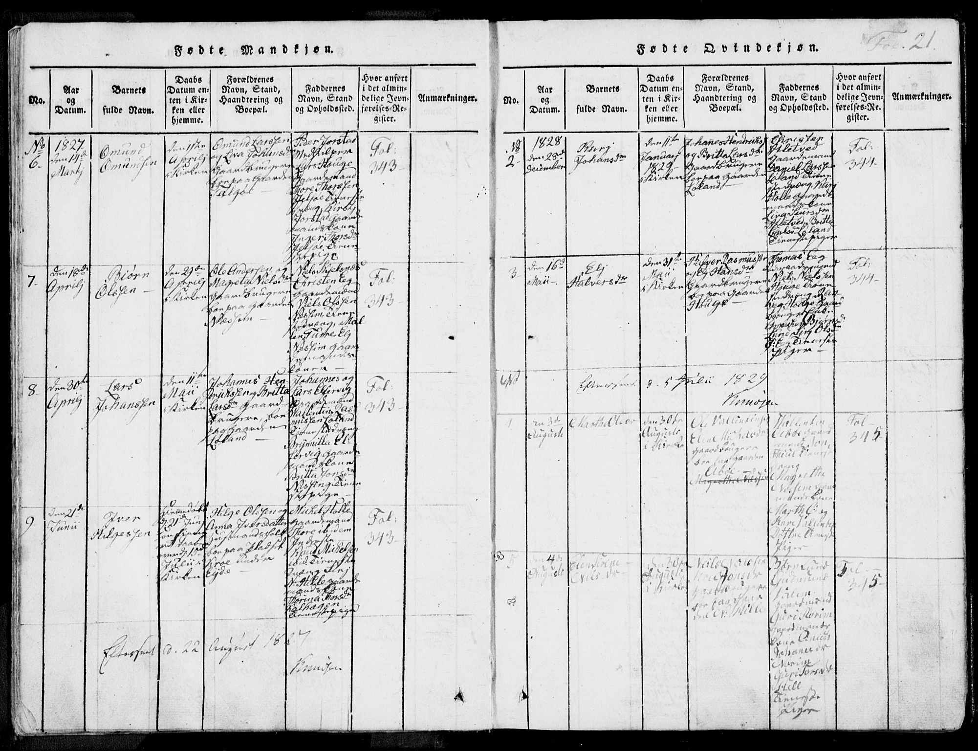 Nedstrand sokneprestkontor, AV/SAST-A-101841/01/IV: Parish register (official) no. A 7, 1816-1870, p. 21