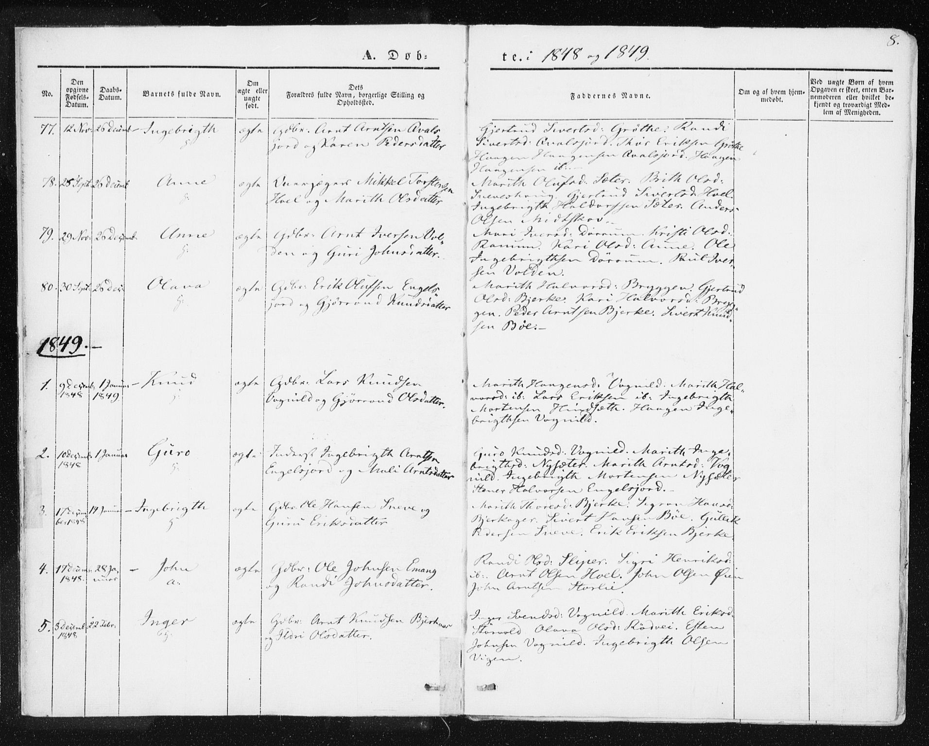 Ministerialprotokoller, klokkerbøker og fødselsregistre - Sør-Trøndelag, SAT/A-1456/678/L0899: Parish register (official) no. 678A08, 1848-1872, p. 8