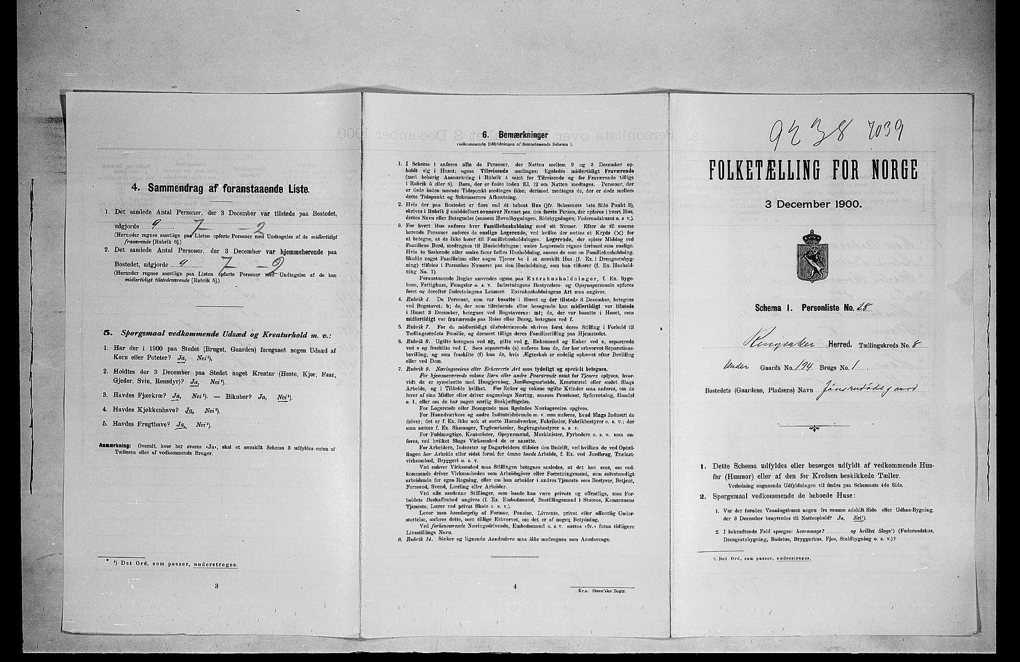 SAH, 1900 census for Ringsaker, 1900, p. 193