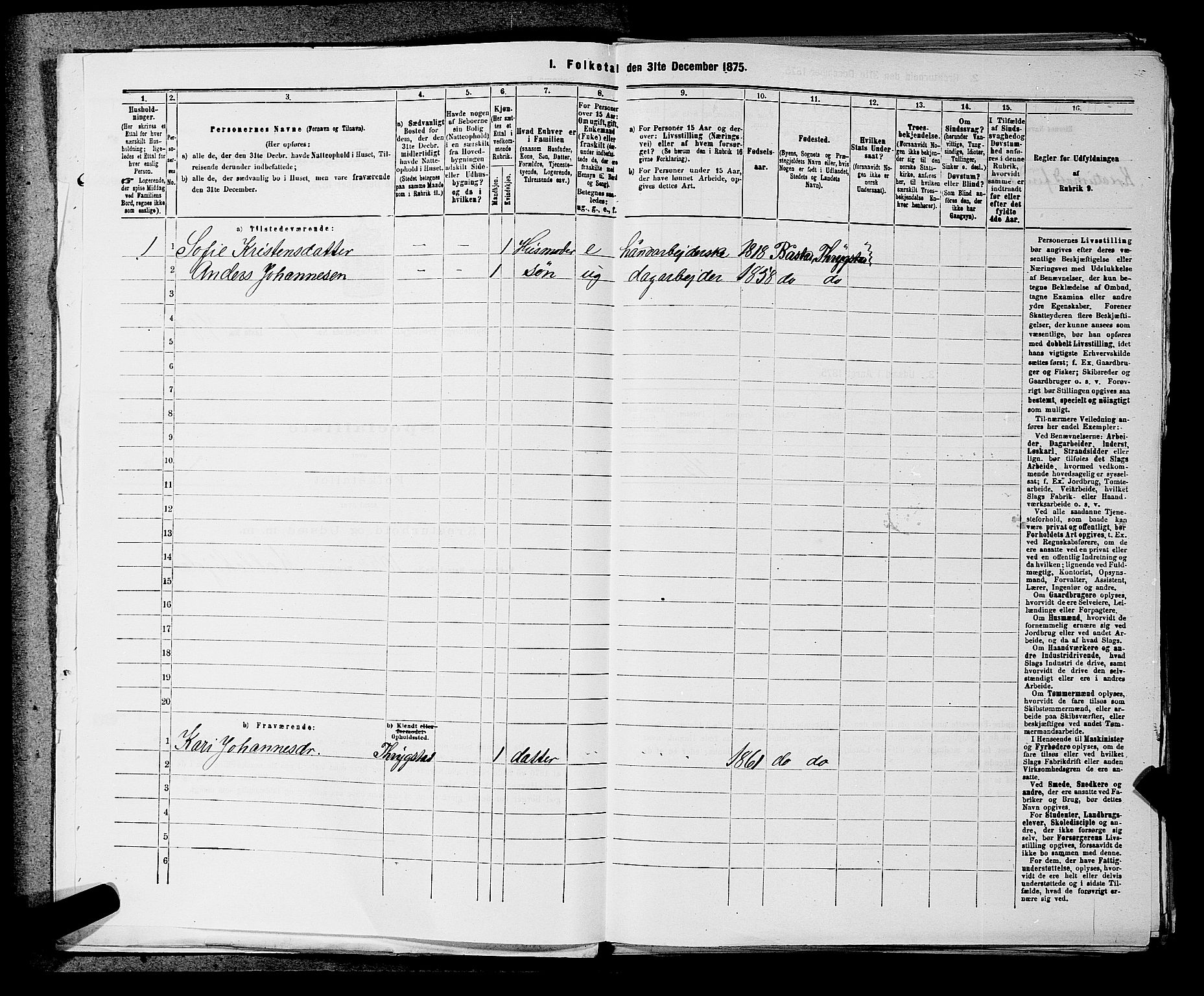 RA, 1875 census for 0123P Spydeberg, 1875, p. 36