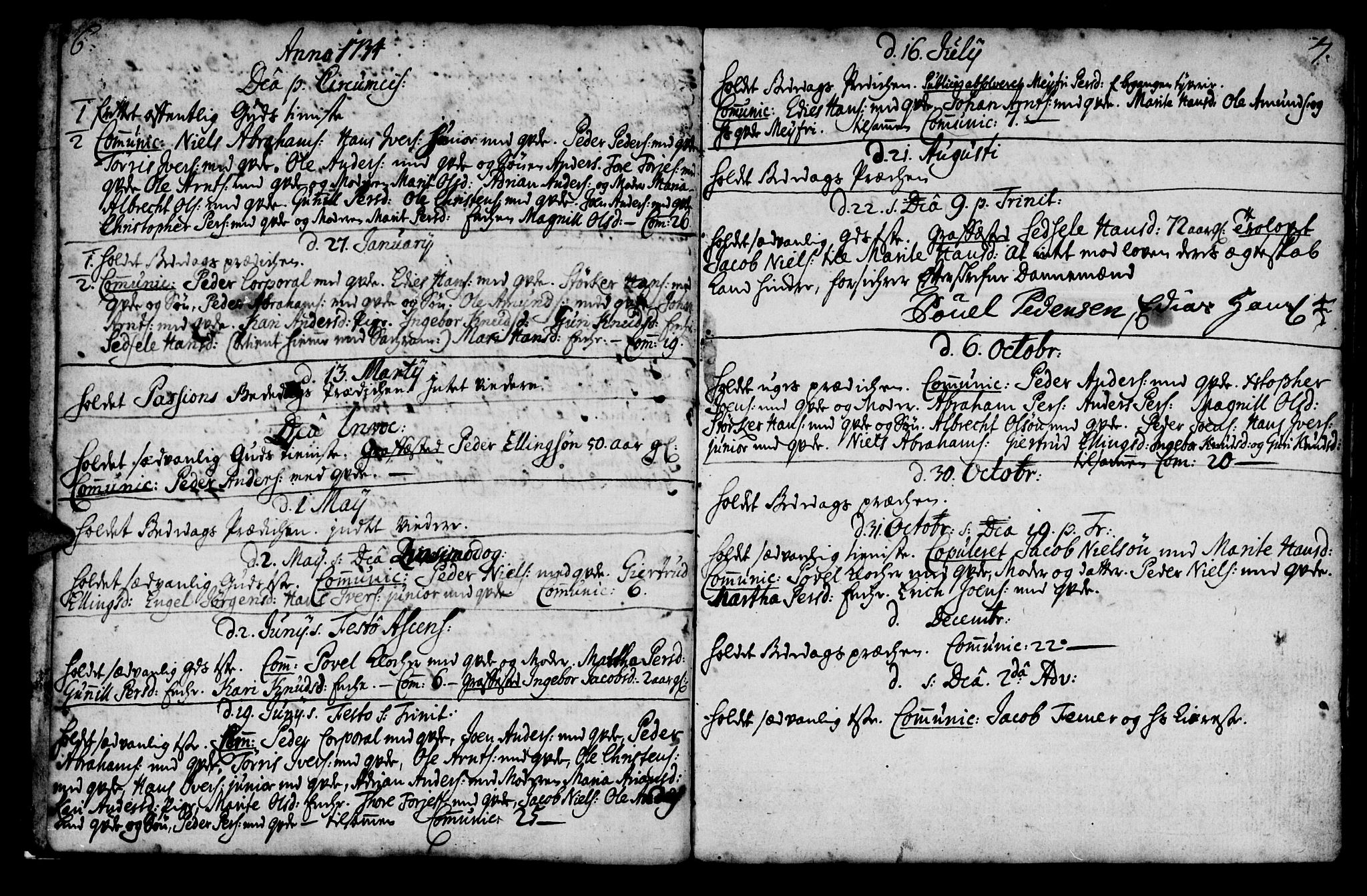Ministerialprotokoller, klokkerbøker og fødselsregistre - Møre og Romsdal, SAT/A-1454/574/L0875: Parish register (official) no. 574A01, 1733-1753, p. 6-7