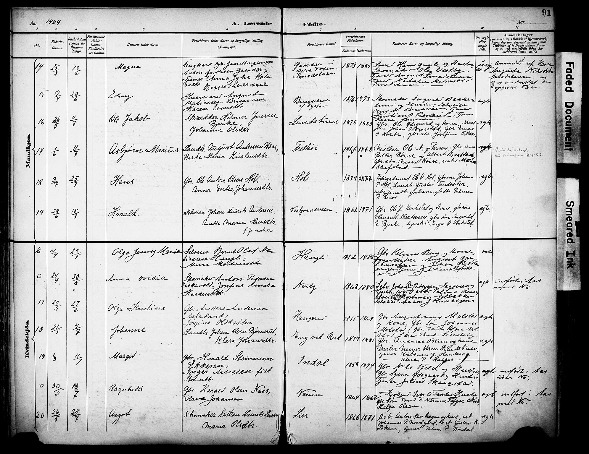 Vestre Toten prestekontor, AV/SAH-PREST-108/H/Ha/Haa/L0013: Parish register (official) no. 13, 1895-1911, p. 91