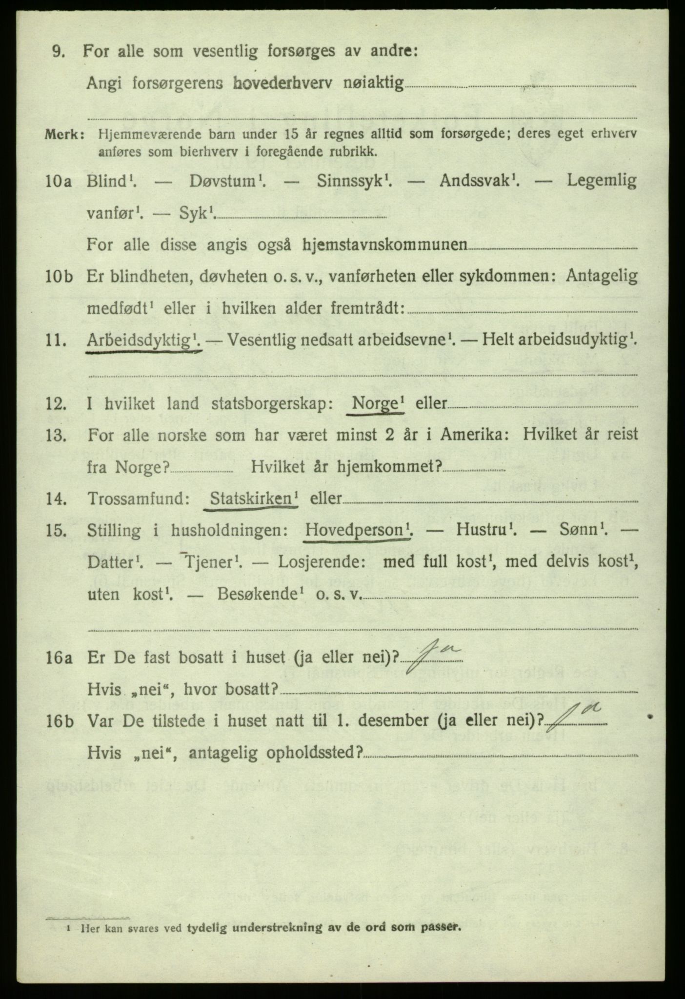 SAB, 1920 census for Haus, 1920, p. 12607