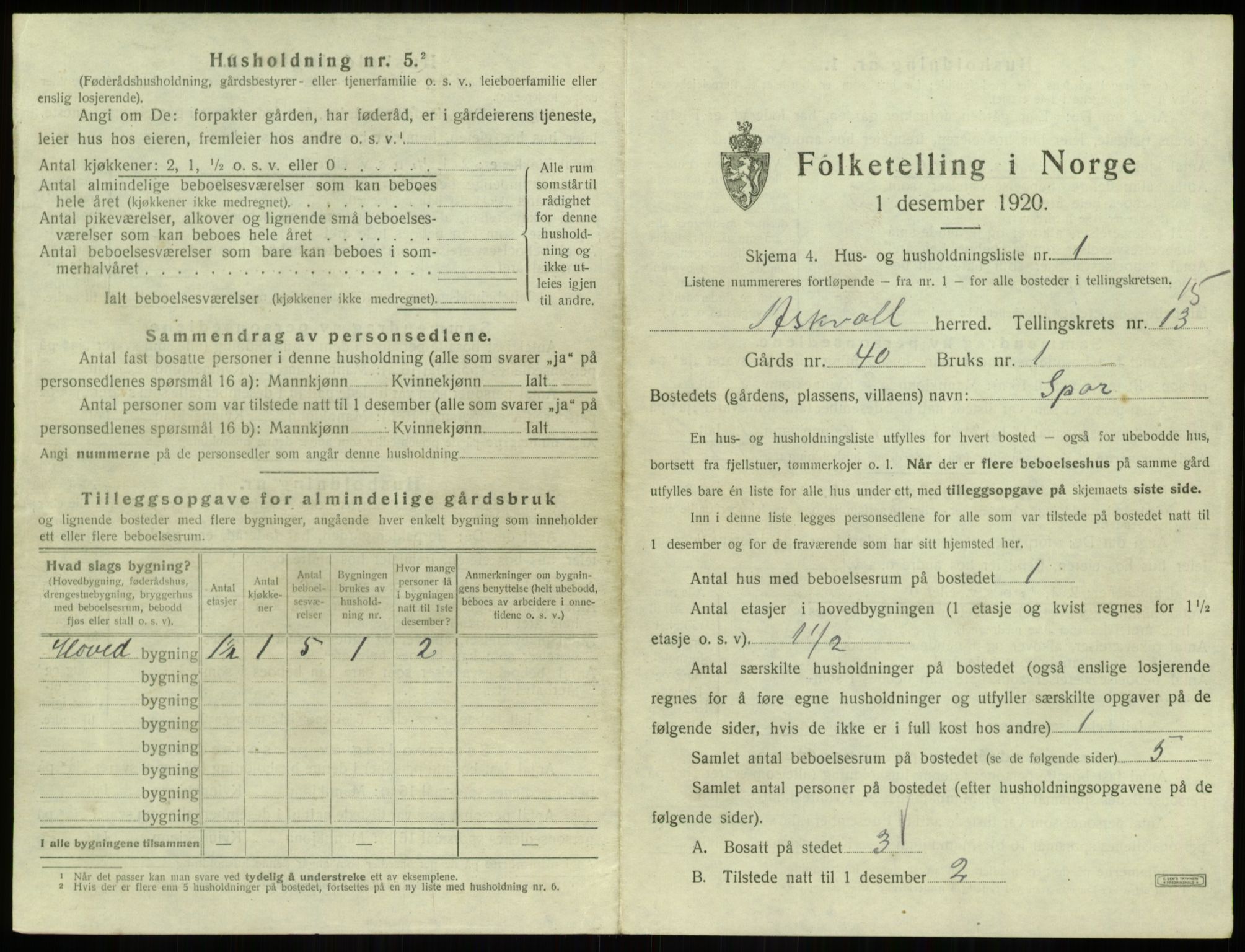 SAB, 1920 census for Askvoll, 1920, p. 667