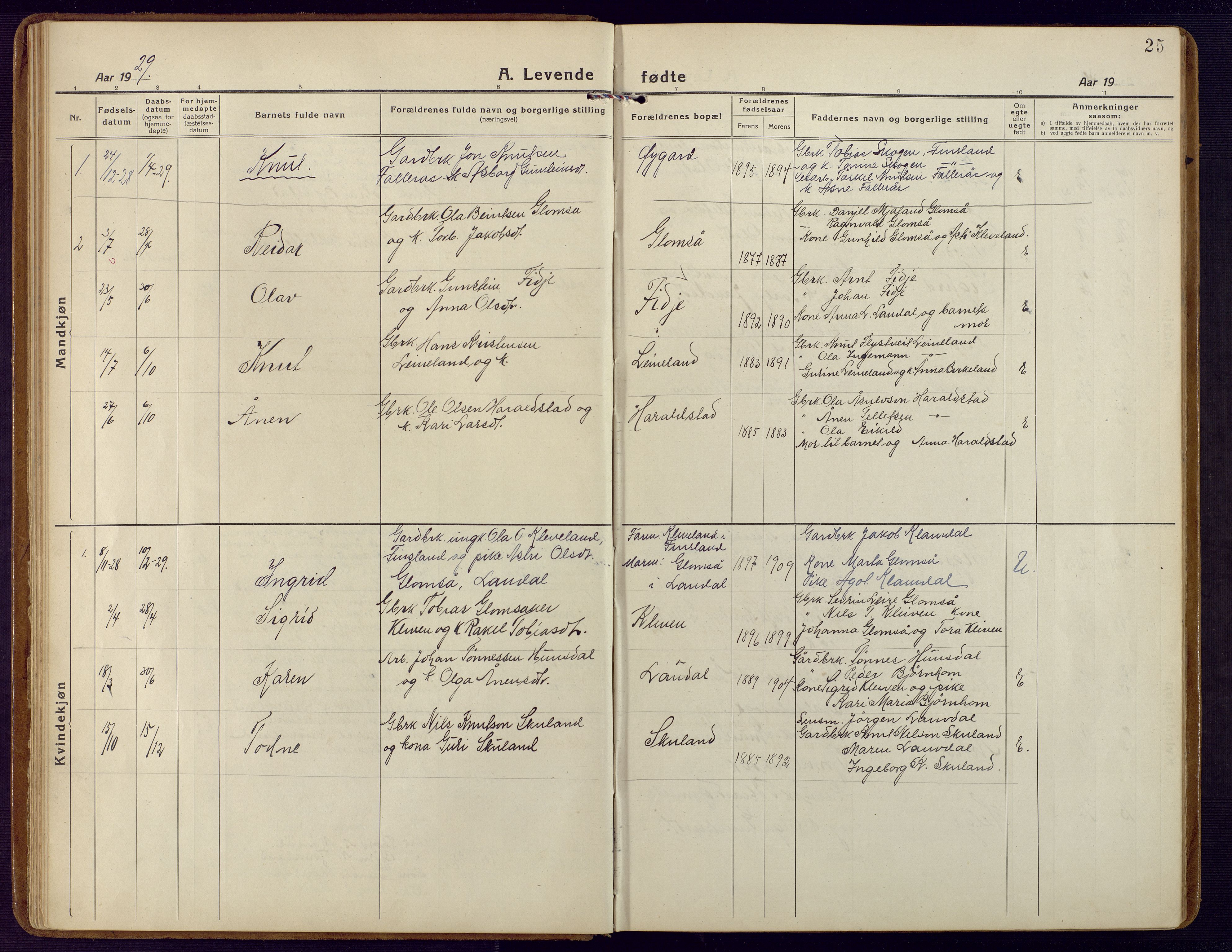 Holum sokneprestkontor, SAK/1111-0022/F/Fb/Fbb/L0005: Parish register (copy) no. B 5, 1920-1945, p. 25