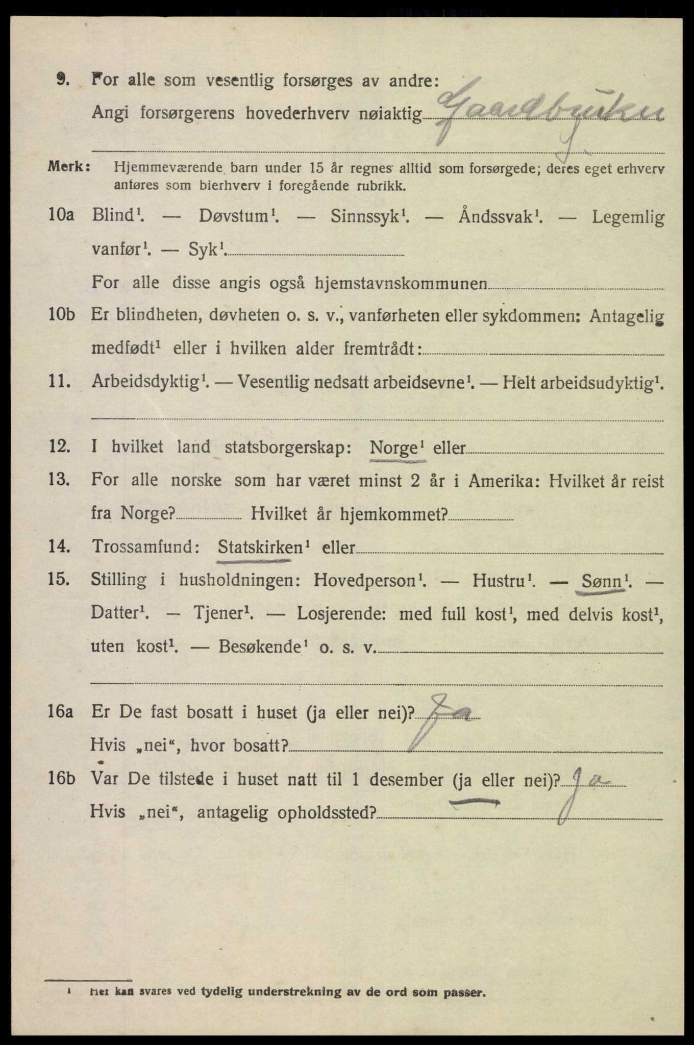 SAK, 1920 census for Søndeled, 1920, p. 1724