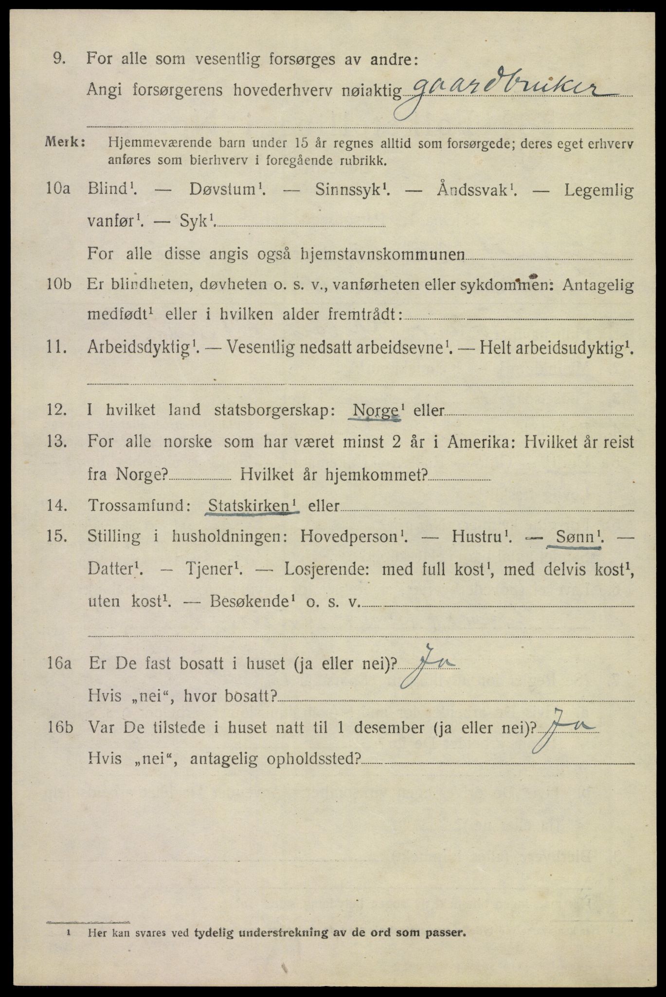 SAST, 1920 census for Gjesdal, 1920, p. 2537