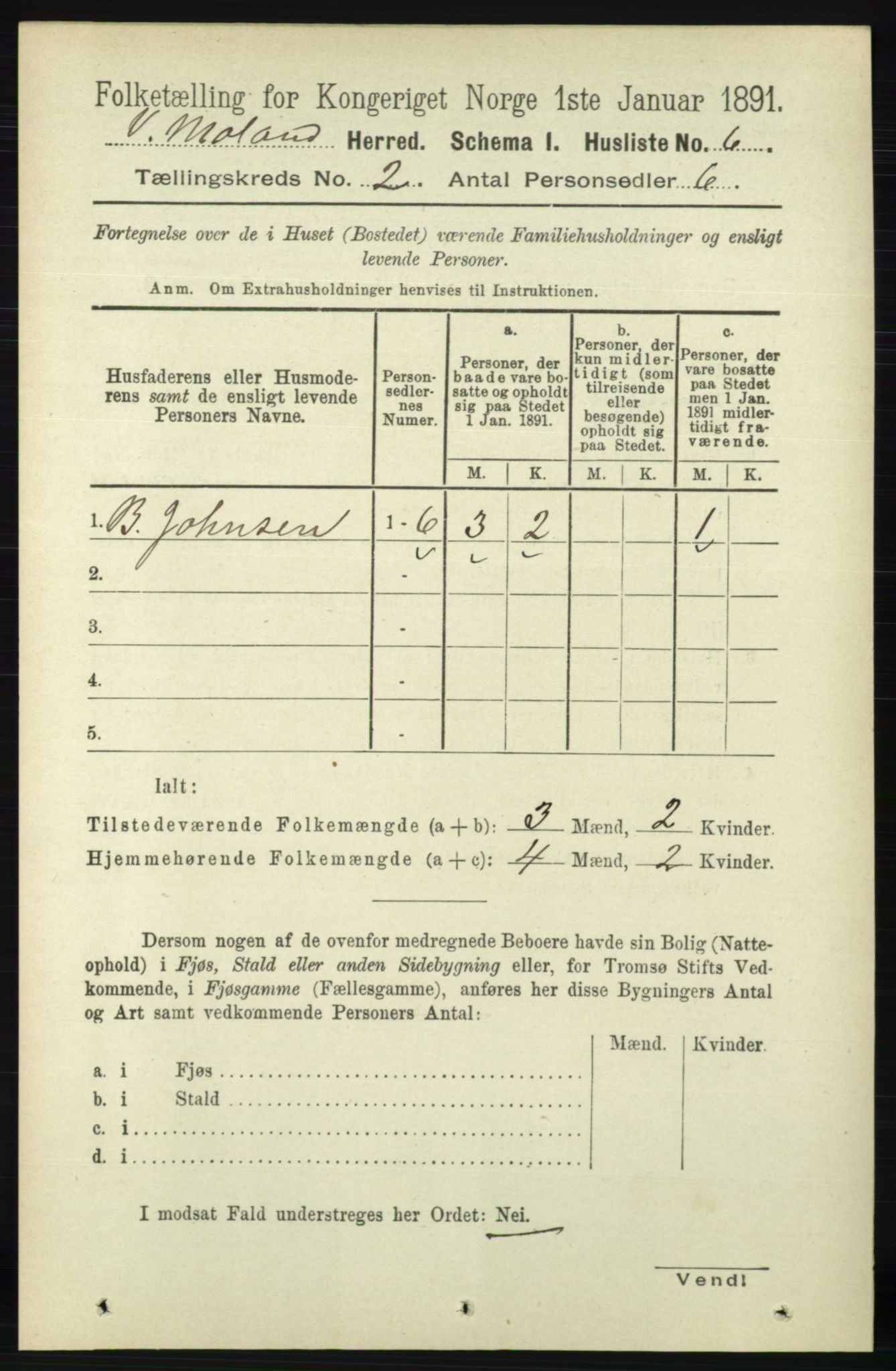 RA, 1891 census for 0926 Vestre Moland, 1891, p. 573