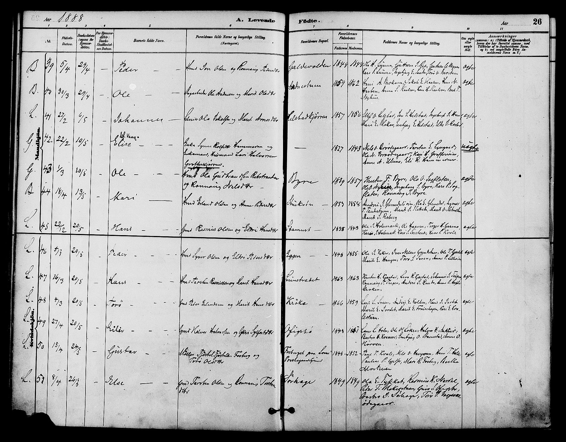 Lom prestekontor, AV/SAH-PREST-070/K/L0008: Parish register (official) no. 8, 1885-1898, p. 26