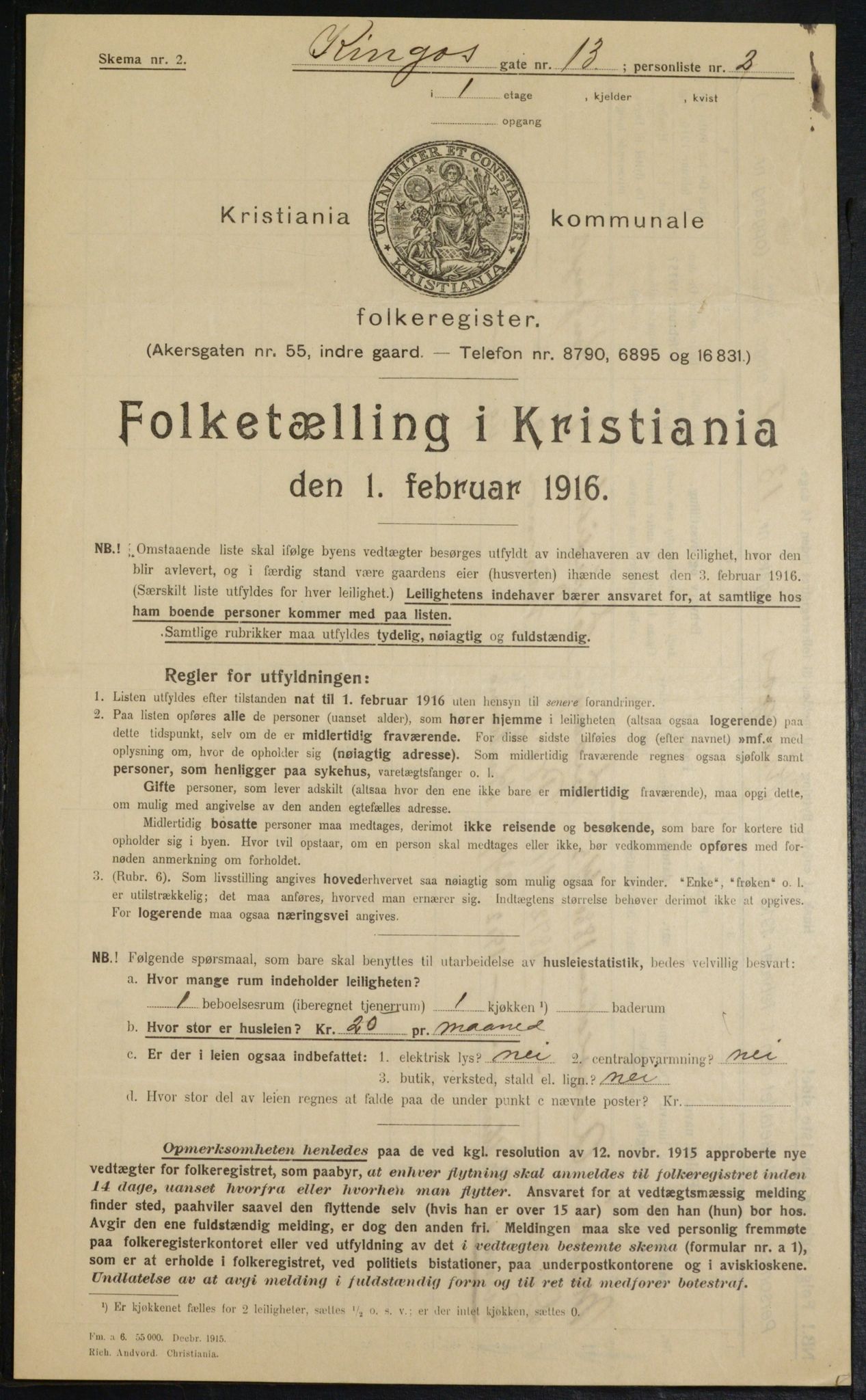 OBA, Municipal Census 1916 for Kristiania, 1916, p. 50810