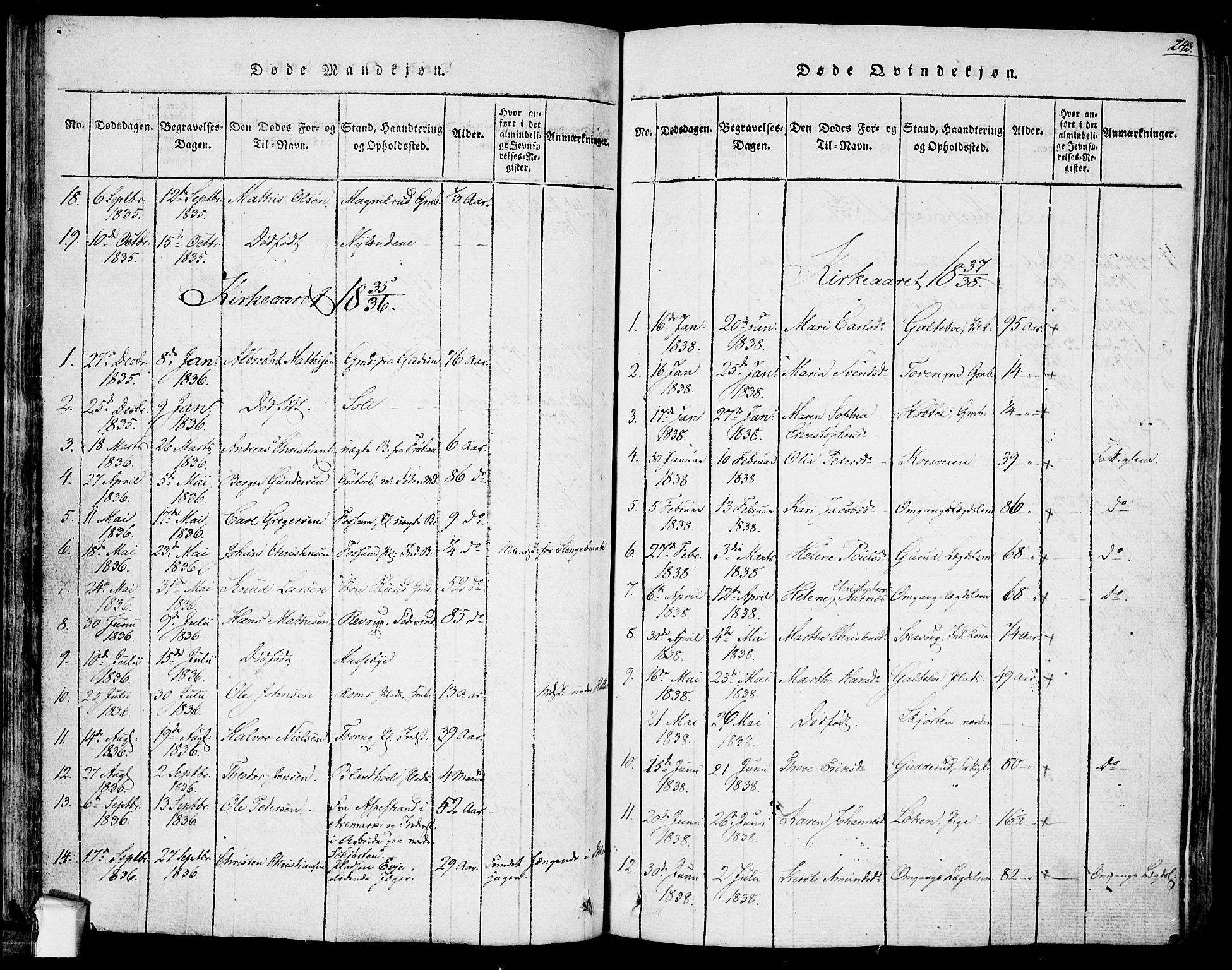 Askim prestekontor Kirkebøker, AV/SAO-A-10900/F/Fa/L0004: Parish register (official) no. 4, 1817-1846, p. 242-243