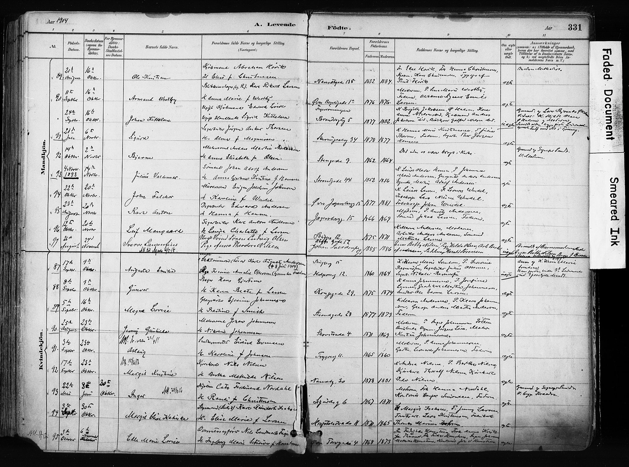Larvik kirkebøker, SAKO/A-352/F/Fa/L0009: Parish register (official) no. I 9, 1884-1904, p. 331